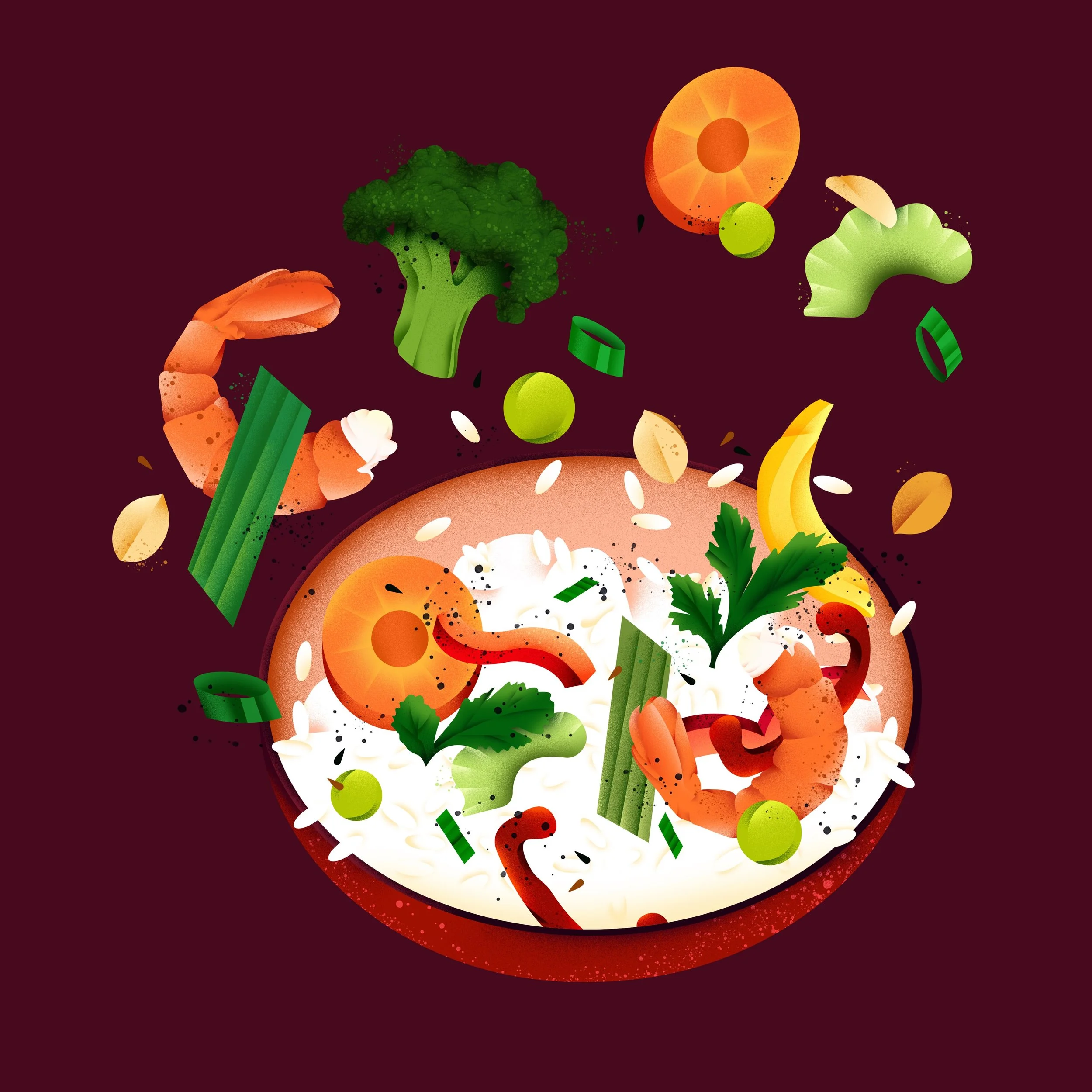 Weekend mood: comfort food 🍤 🍚✨ @thaisignaturealexandria 
&bull;
&bull;
#thaifood #foodillustration #foodillustrator #digitalart #colorfulart