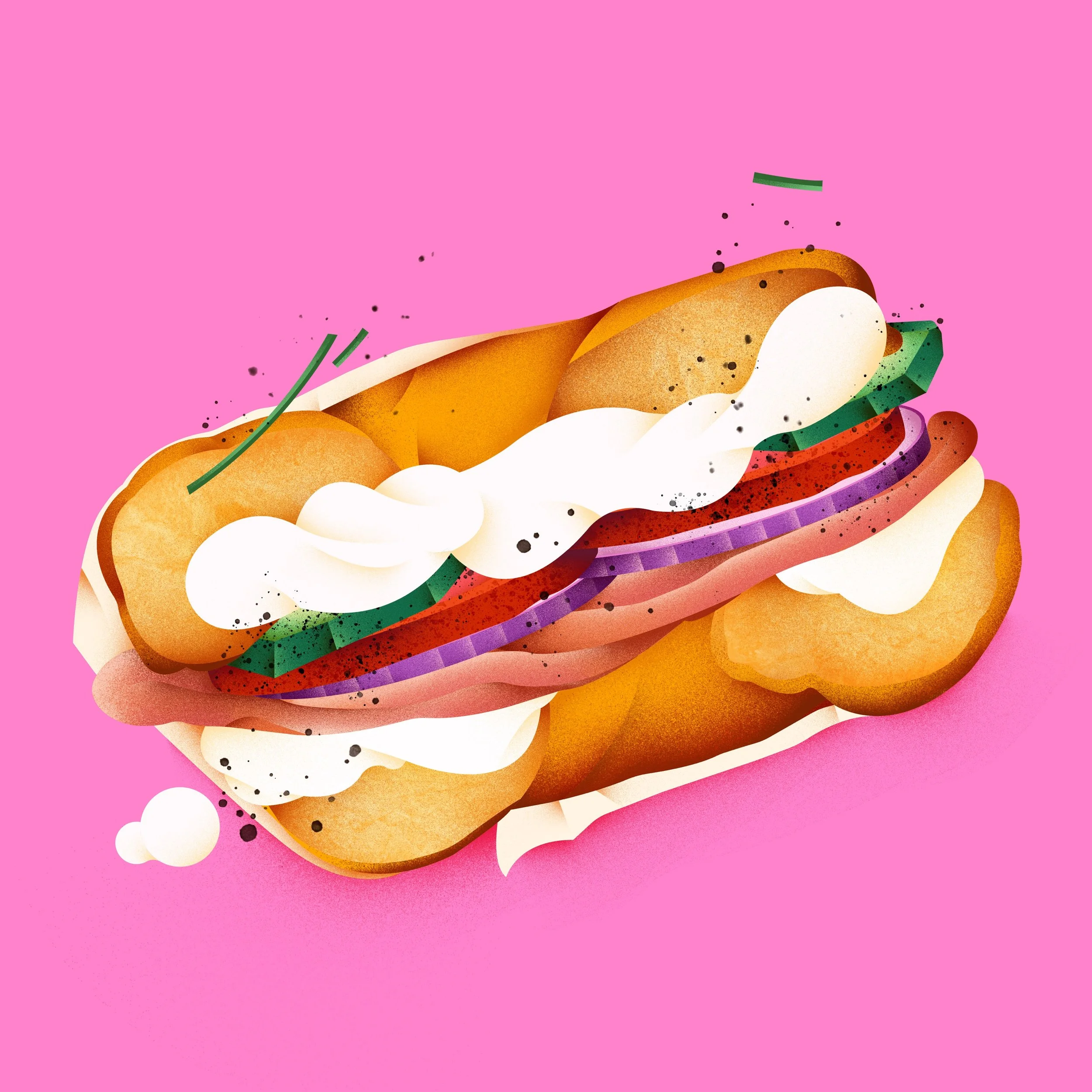 Lox-ing in my favorite breakfast 🥯🤍☀️ 
&bull;
&bull;
#bagel #foodillustrator #vectorillustration #graphicdesign #colorfulillustration