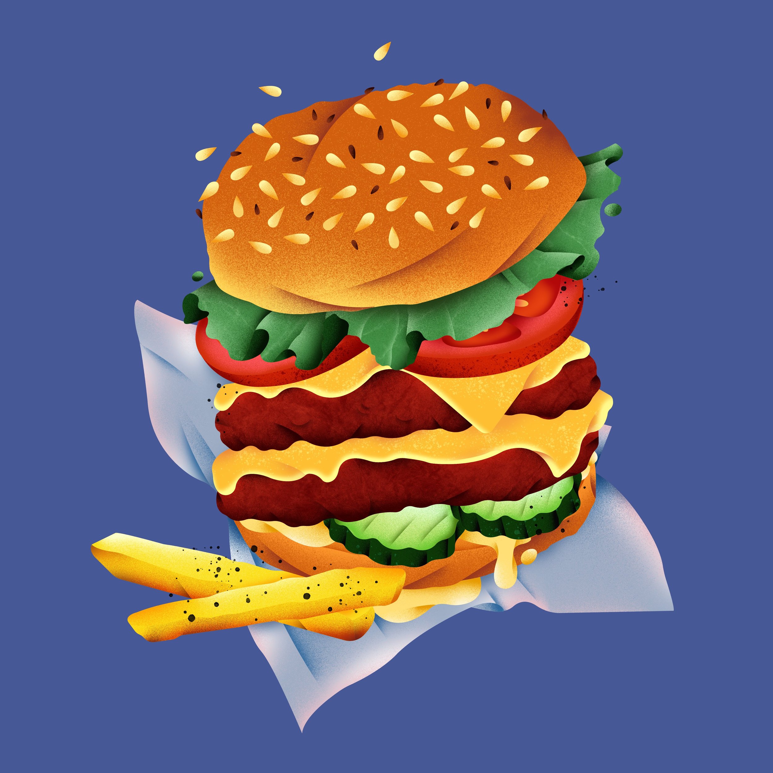 A double dose of happiness 💯🌞🍔 @fiveguys 
&bull;
&bull;
#foodillustrator #foodillustration #digitalillustration #illustrationoftheday #burger