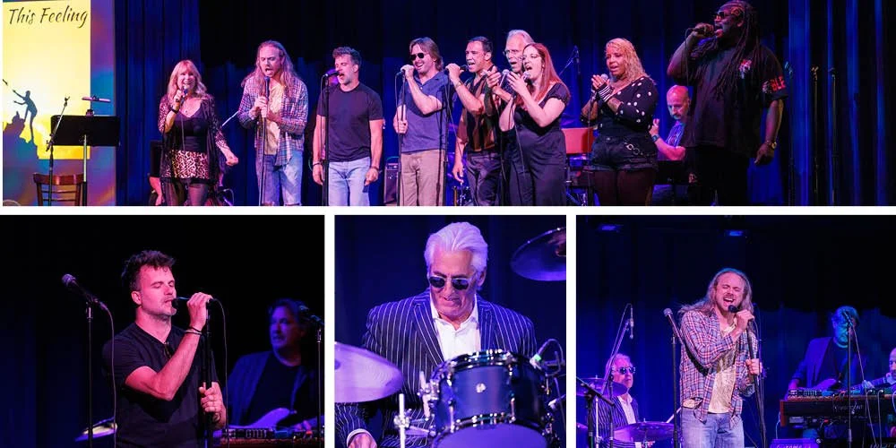 collage of 4 images of musical performers on stage