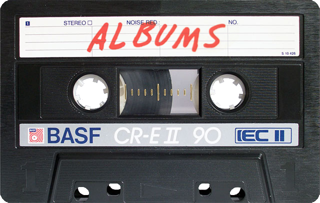 A BASF CR-E II 90 cassette tape with 'Albums' written on the label.
