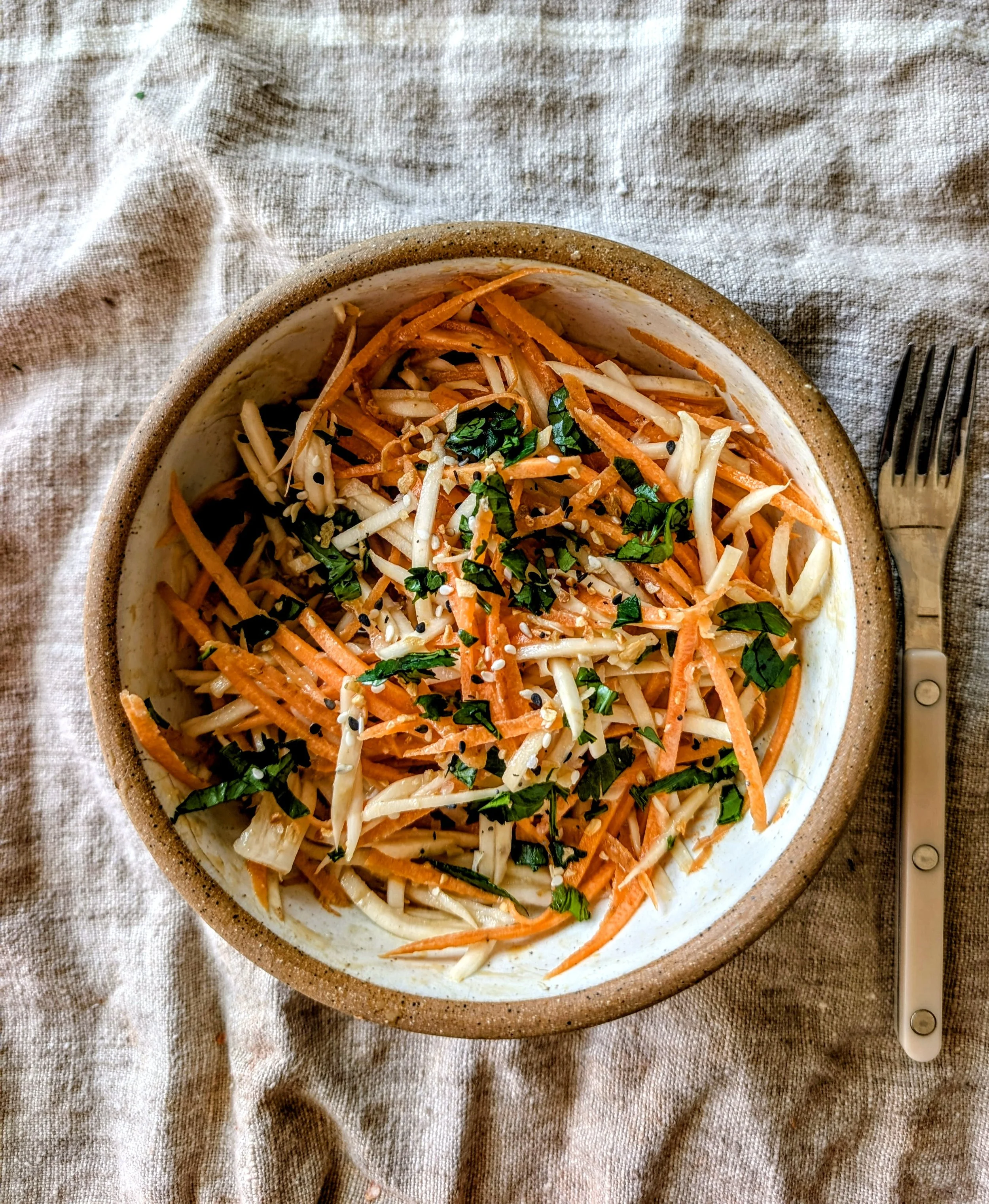 Raw Carrot &amp; Turnip Miso Salad (Kid Approved!)