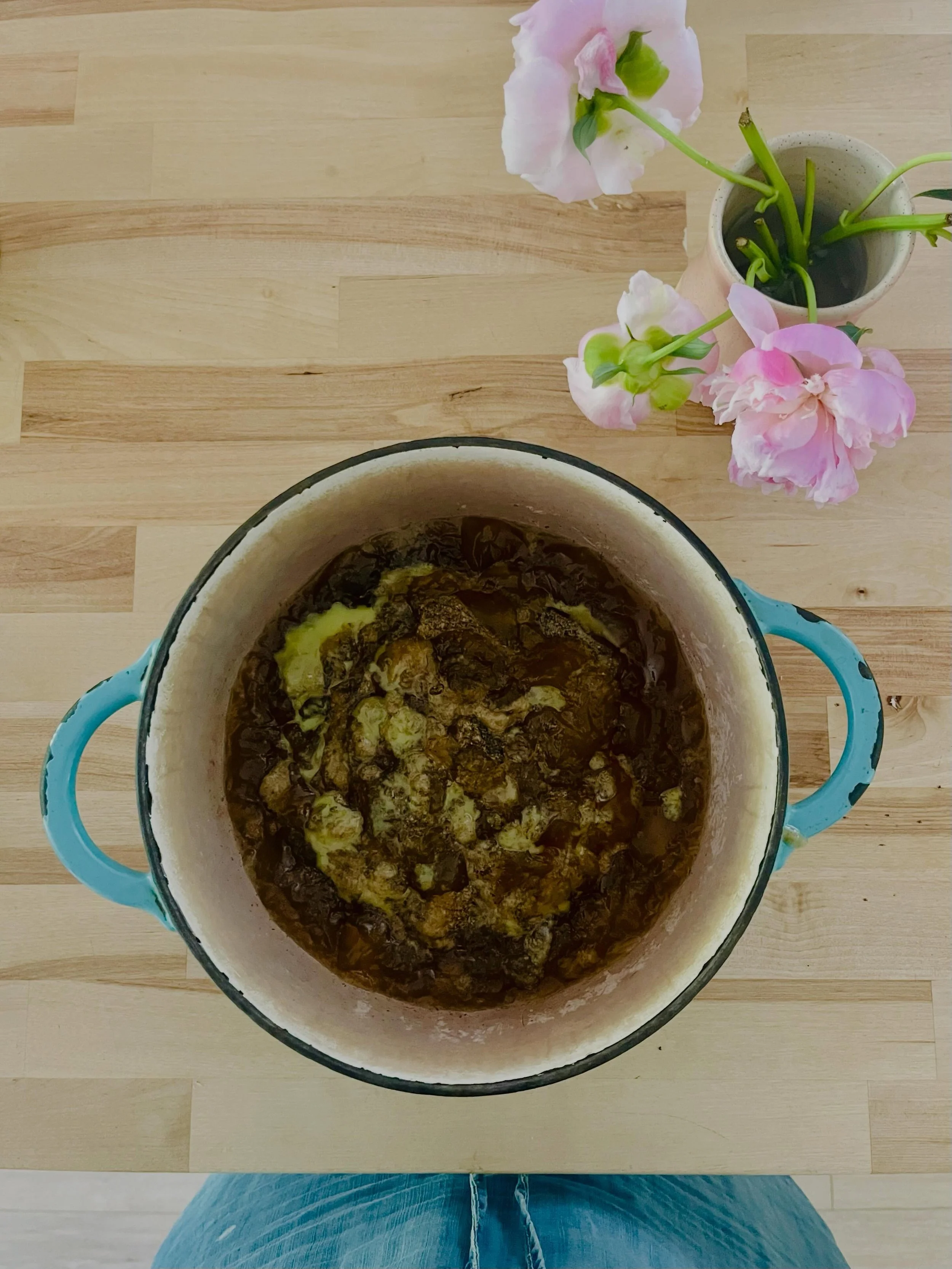 Yesterday&rsquo;s dinner became today&rsquo;s dinner.

A whole chicken simmered with vegetables and water, creating both a meal and a pot of rich and super gelatinous stock. Tonight, the leftovers found their way into a curried chickpea soup from the