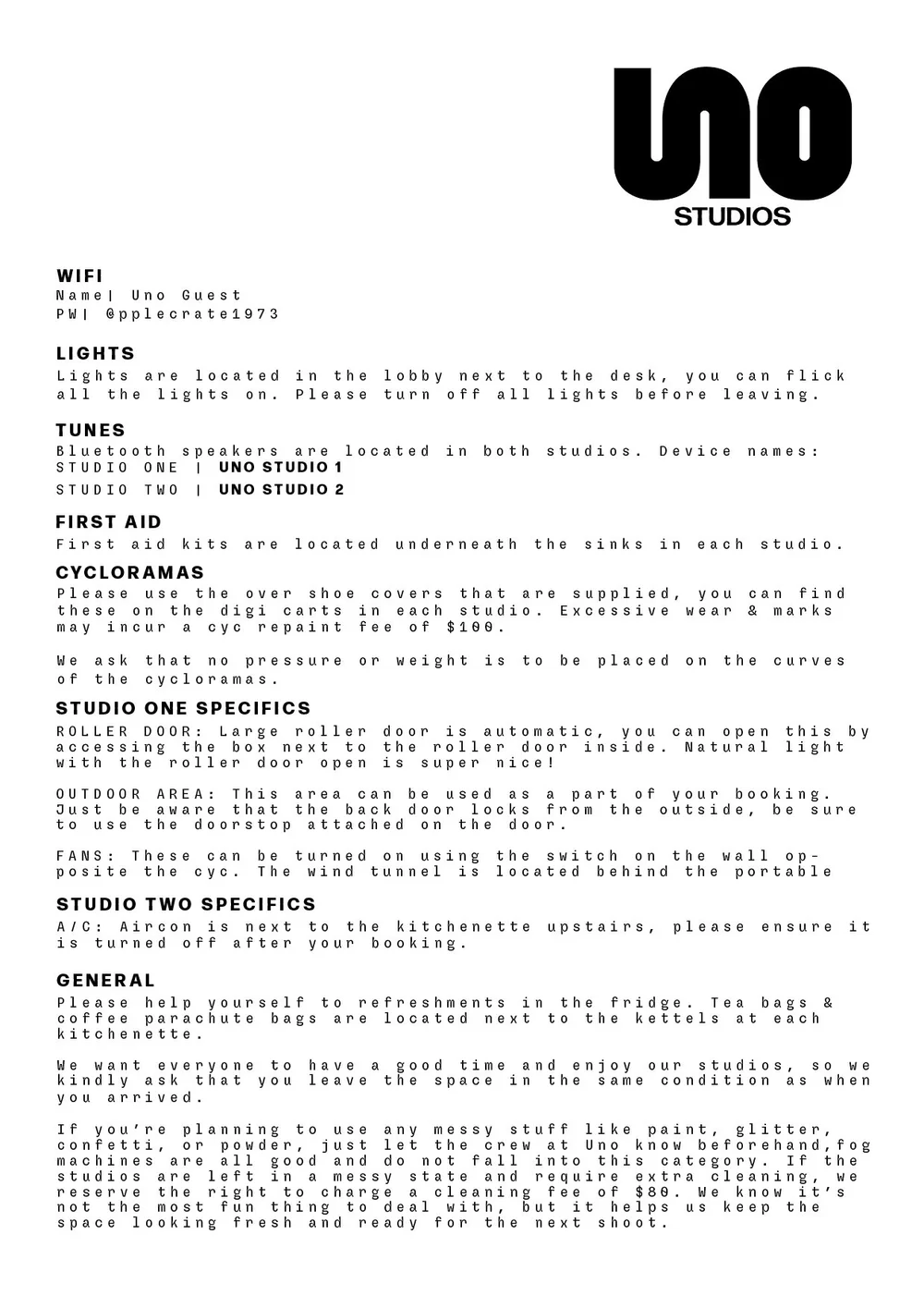 STUDIO GUIDE — UNO STUDIOS