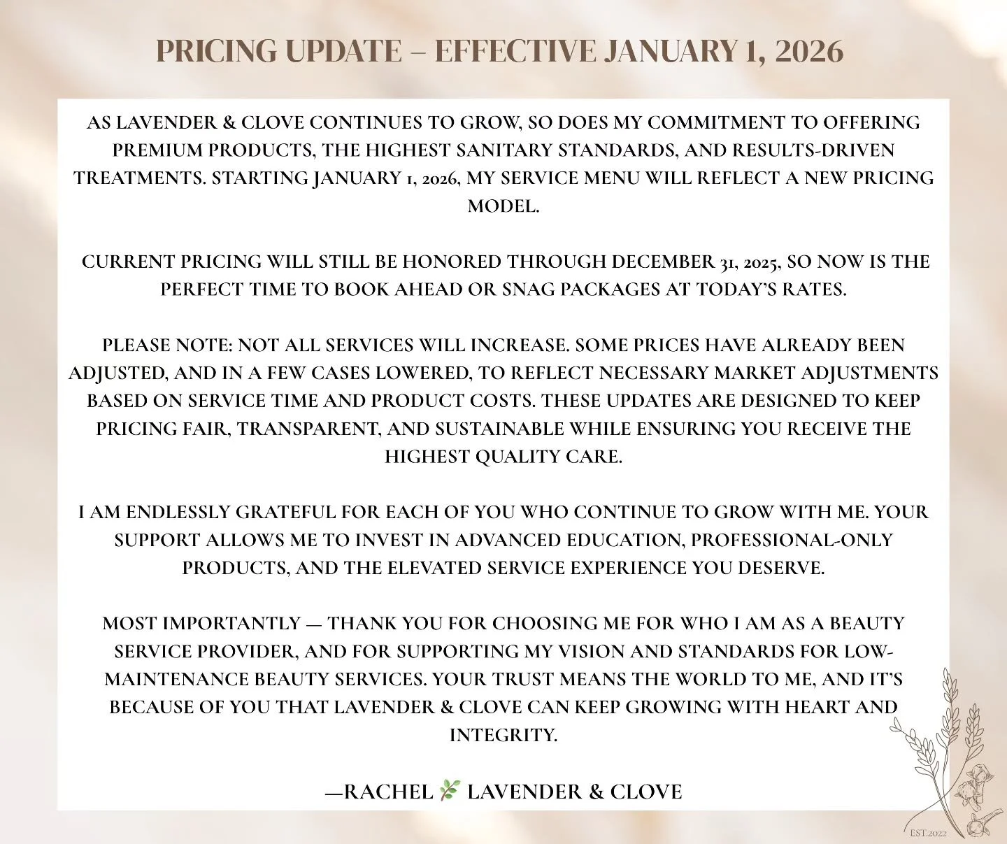🌱 please be advised 🌱 

Purchase packages to lock in current pricing!