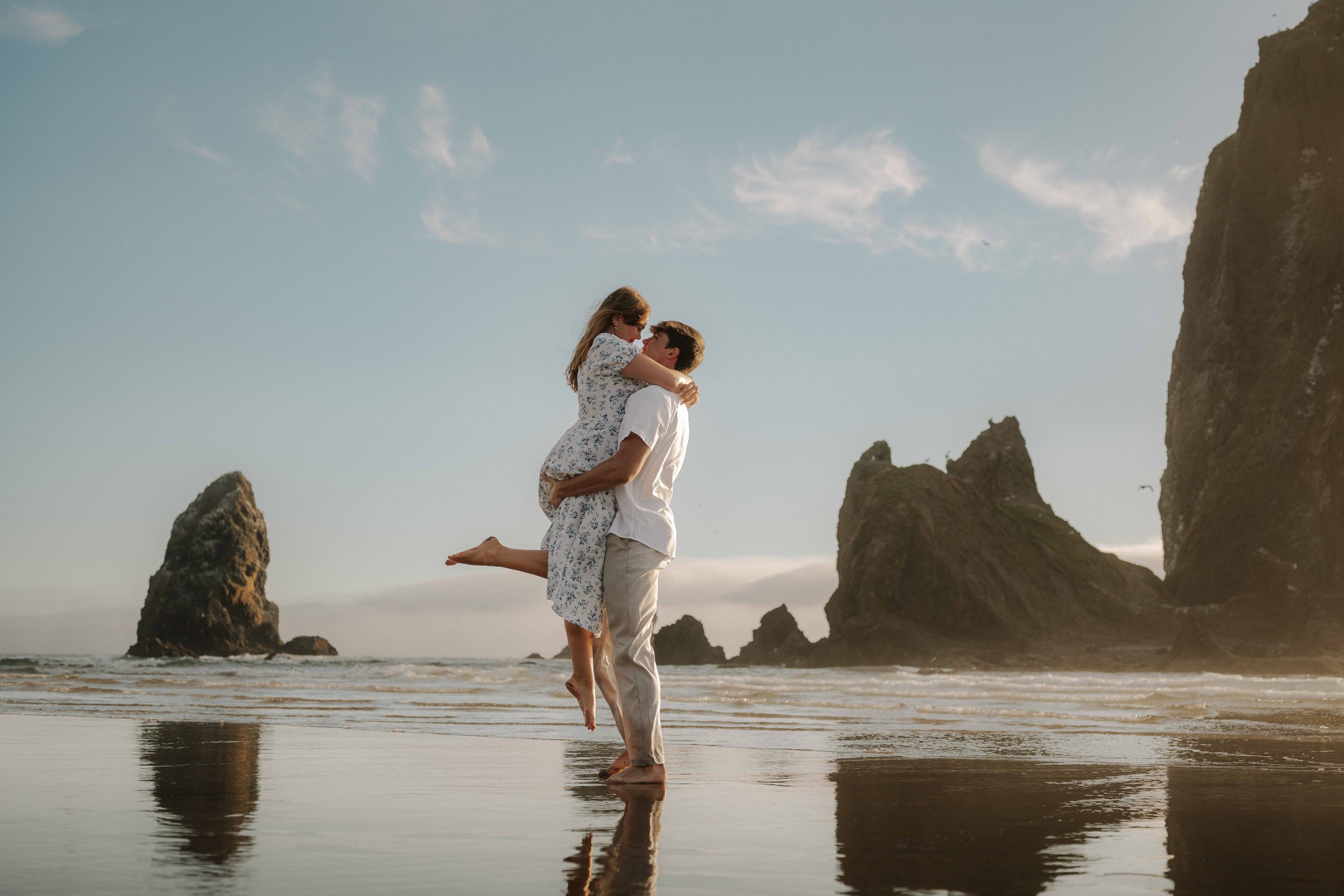Engagement photograph taken by PNW engagement photographer cannon beach