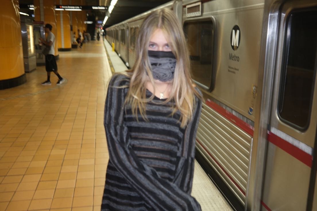 Ripped ski mask &  oversized long sleeve made and designed by me.
Model: Olivia Lawner 
