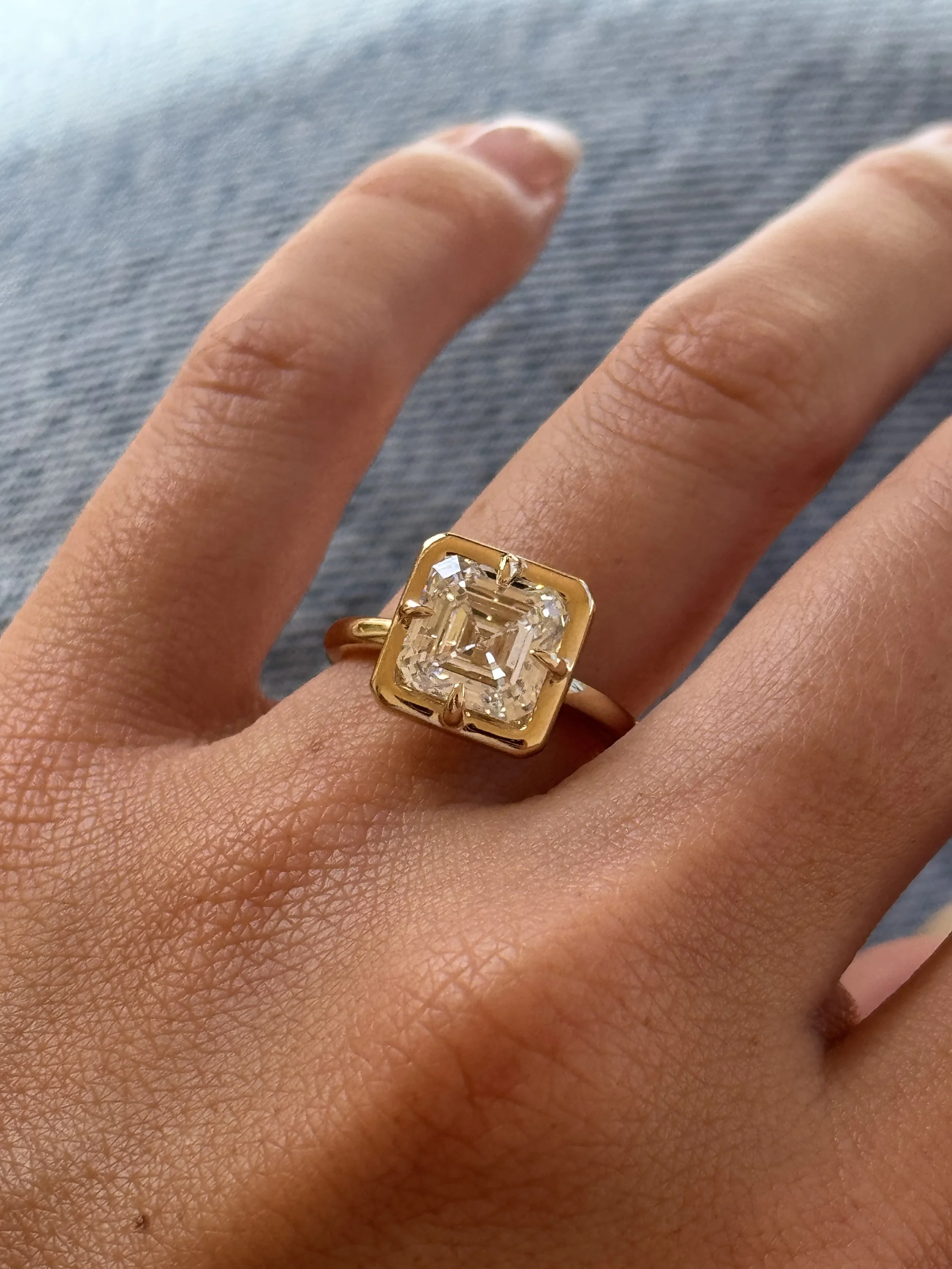 3ct Asscher Cut Lab Diamond Illusion Bezel Setting