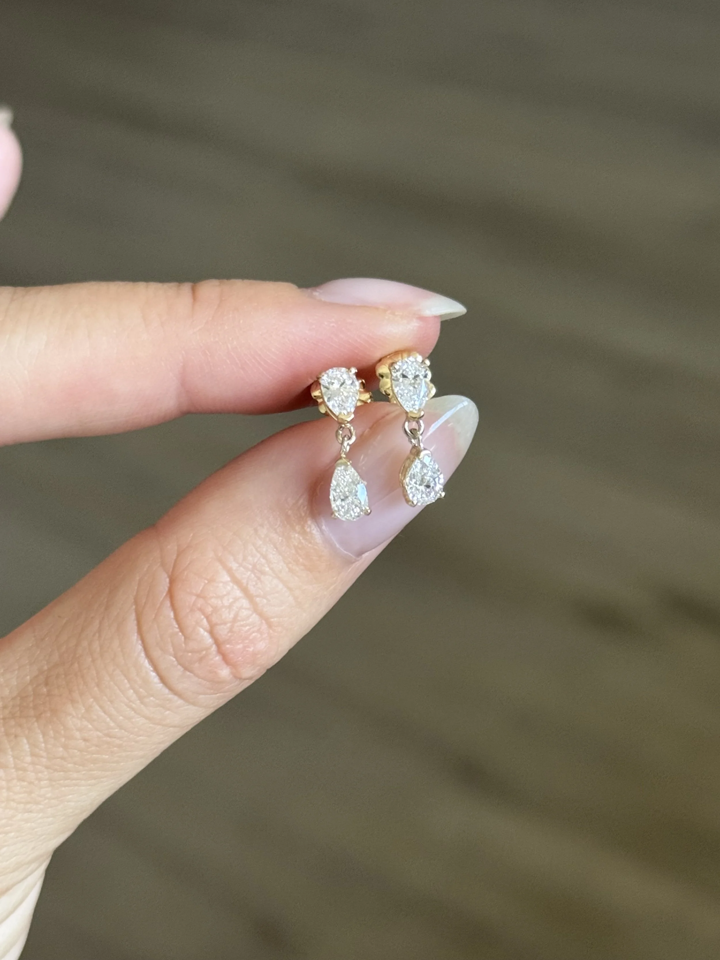 Pear Diamond Drop Earrings