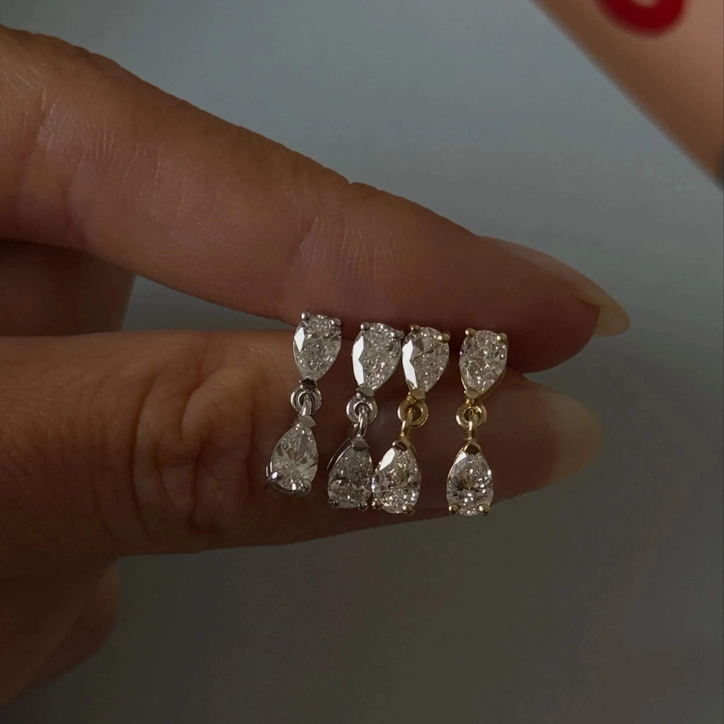Pear Diamond Drop Earrings