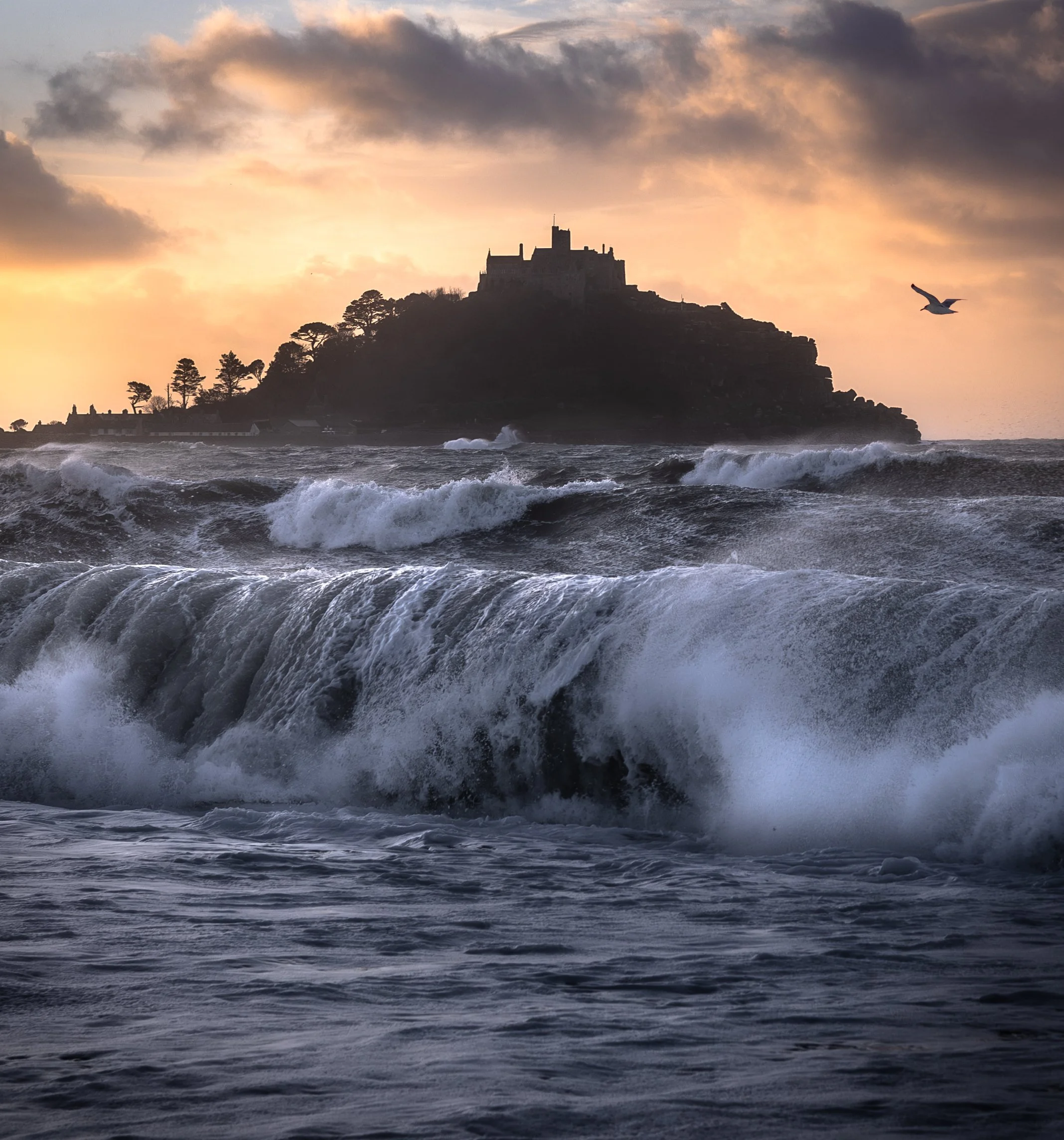 Saint Micheal Mount Sunset Storm
