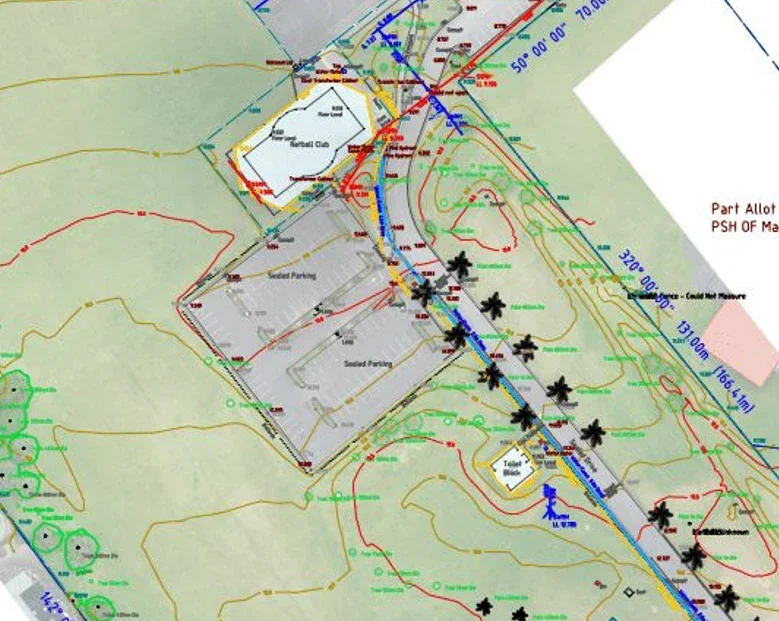 Topographic site survey plan with contours, services and boundaries, New Zealand