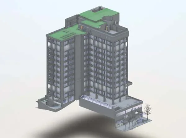 Revit model of a commercial building from a laser scan