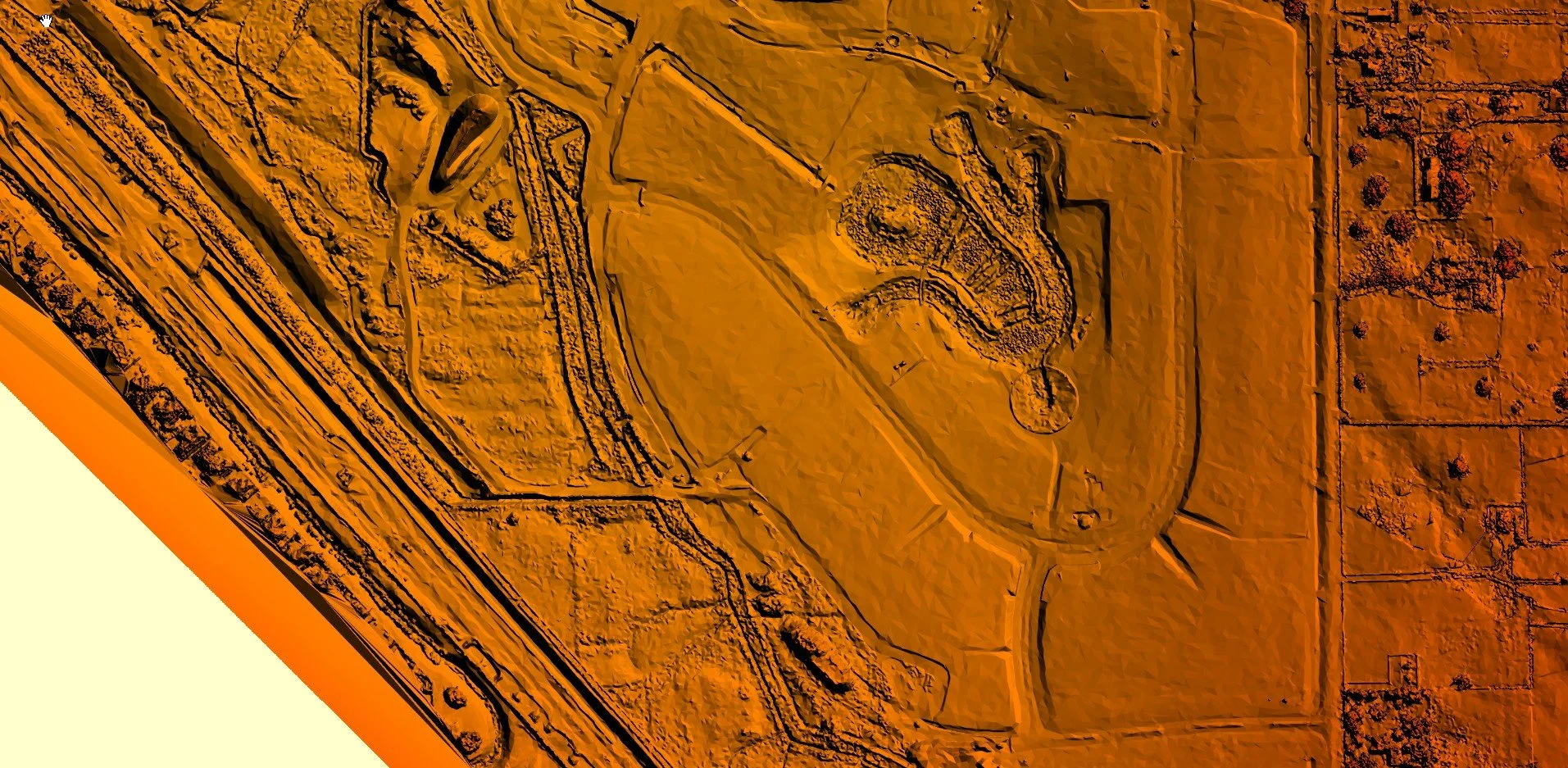 Shaded terrain model of a subdivision
