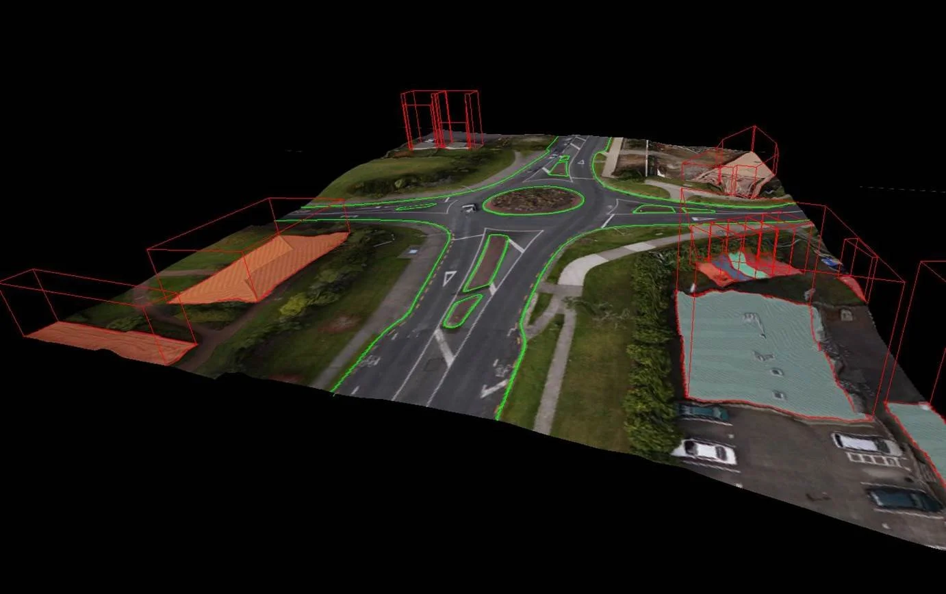 Road features captured from drone survey data