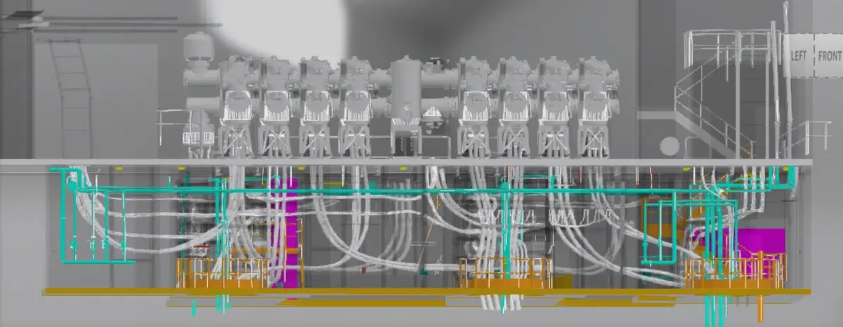 3D laser scan and CAD model of a substation basement