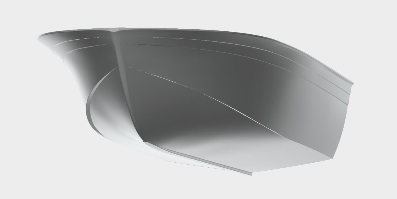 3D model of a yacht hull created from scan data