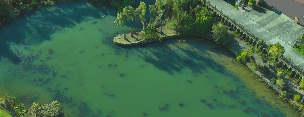 Drone imagery of a stormwater pond