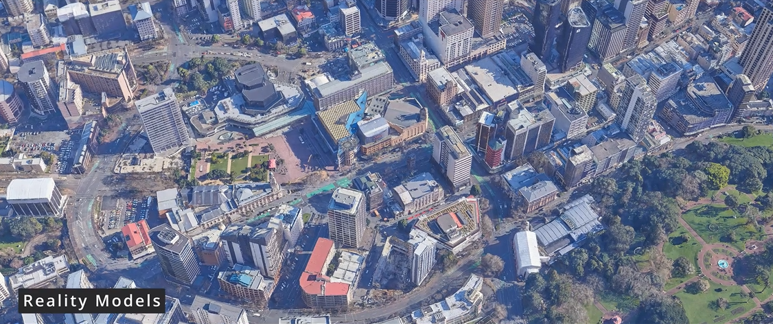 Drone reality model of a New Zealand town