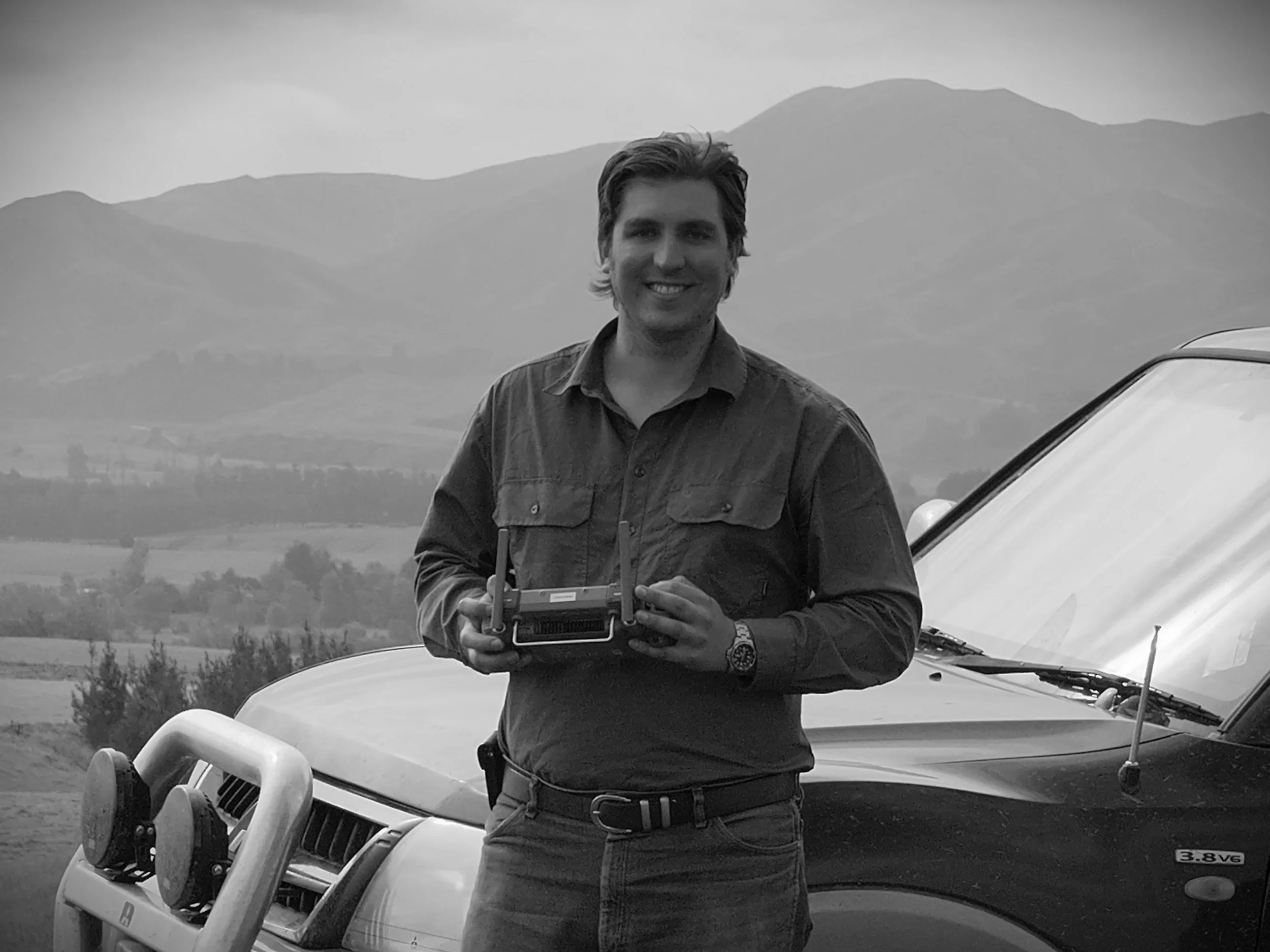 Man with drone controller