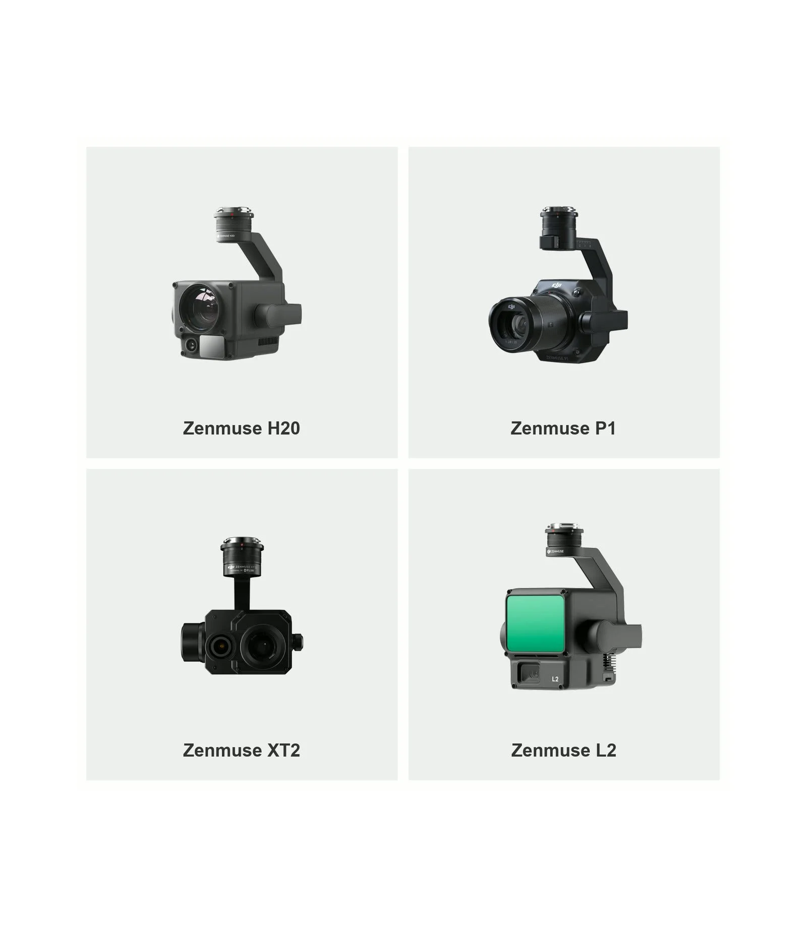 DJI Zenmuse H20, P1, XT2 thermal and L2 LiDAR drone payloads used by Recon