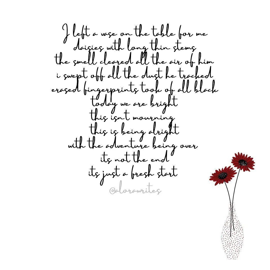 My entry for the prompt: A fresh start 
Sometimes losing something isn&rsquo;t a bad thing ☺️

#alorawrites &bull;  Alora Writes
 #instagrampoetry #poetryreaders #poetry #poet #poetrycommunity #poetsofinstagram #poetrylovers #instapoetry #poetryisnot