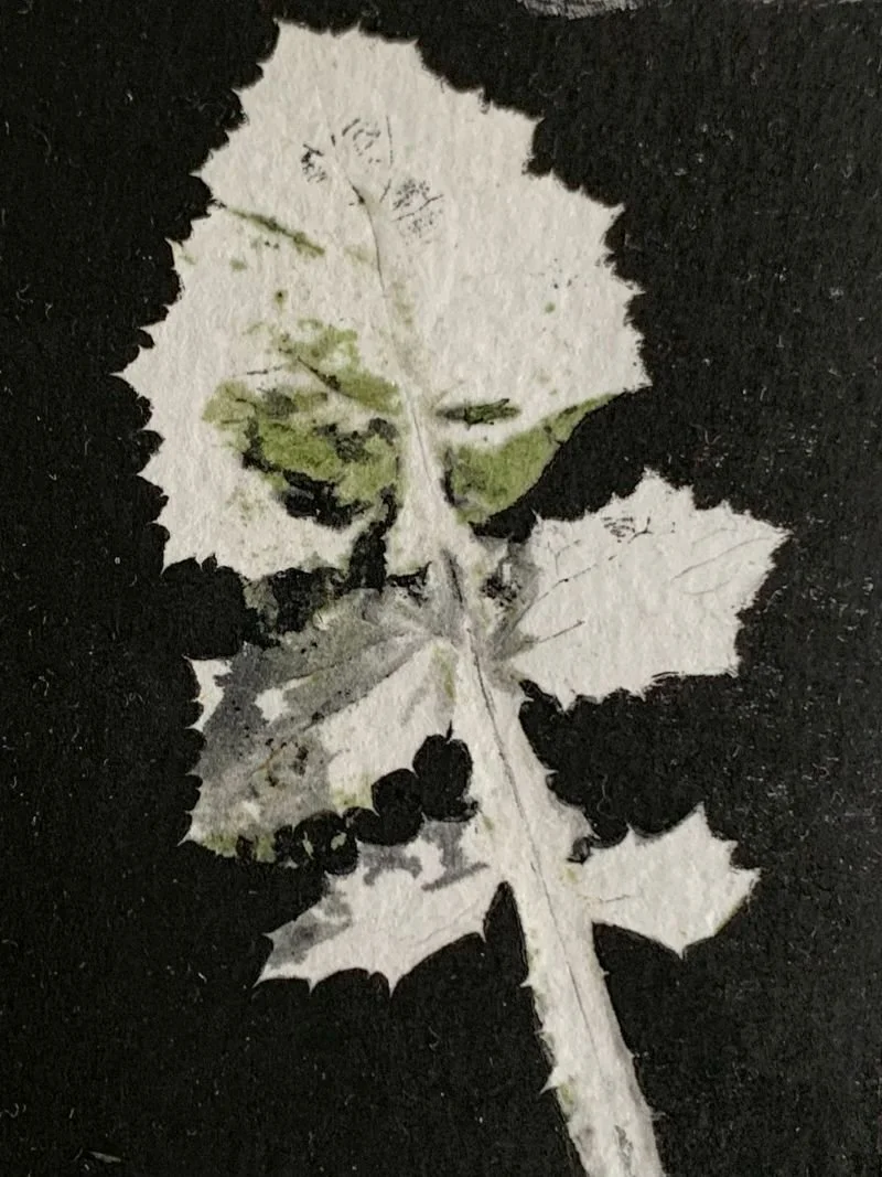 leaf print in black ink