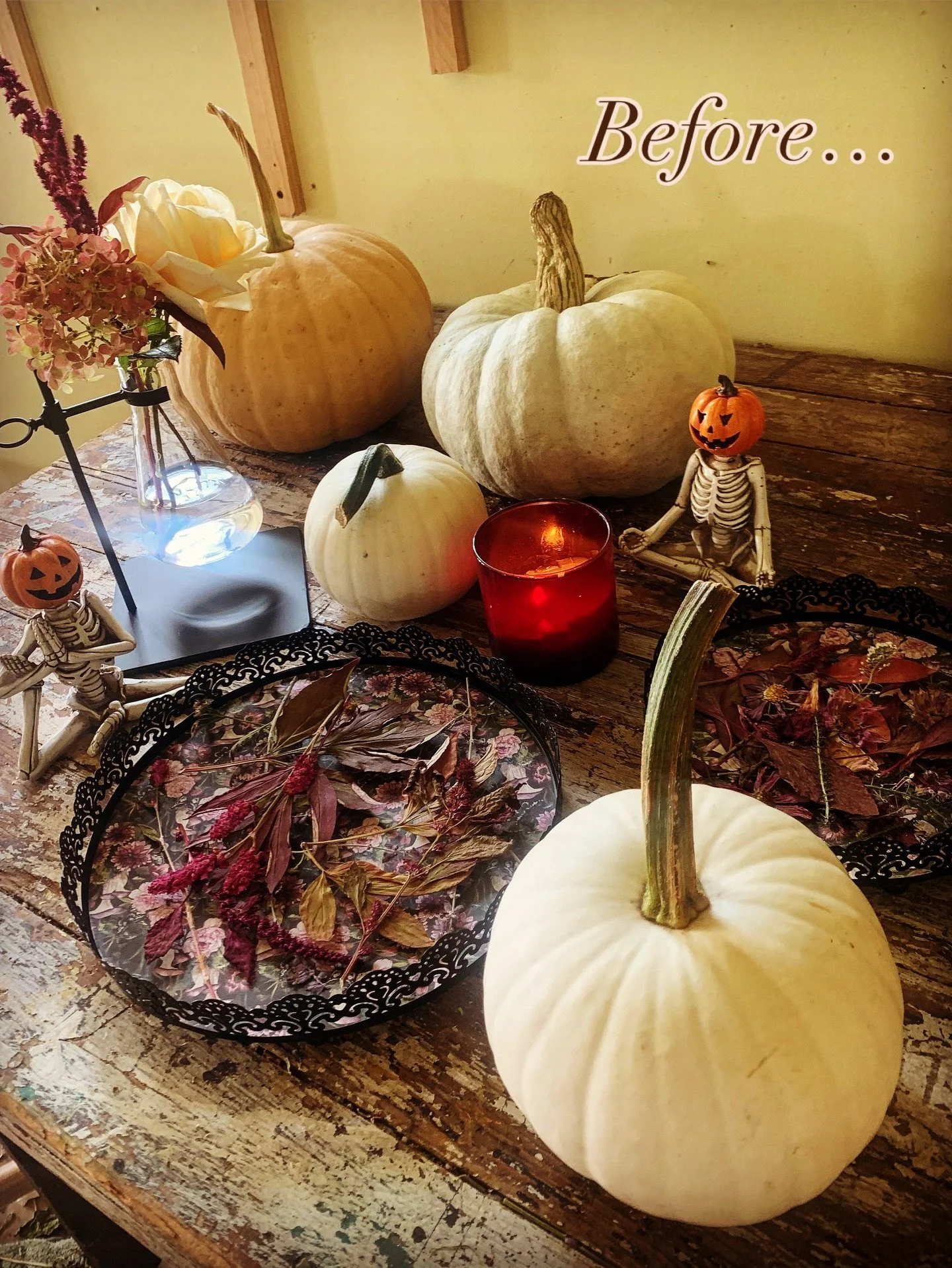 Before &gt; during &gt; after you join us for our Botanical Pumpkin Design Workshop! 

Join us on October 10: we supply the pumpkins, the blooms, the tools, the technique &amp; great snacks/ drinks &ndash; you just bring the creativity (and maybe you