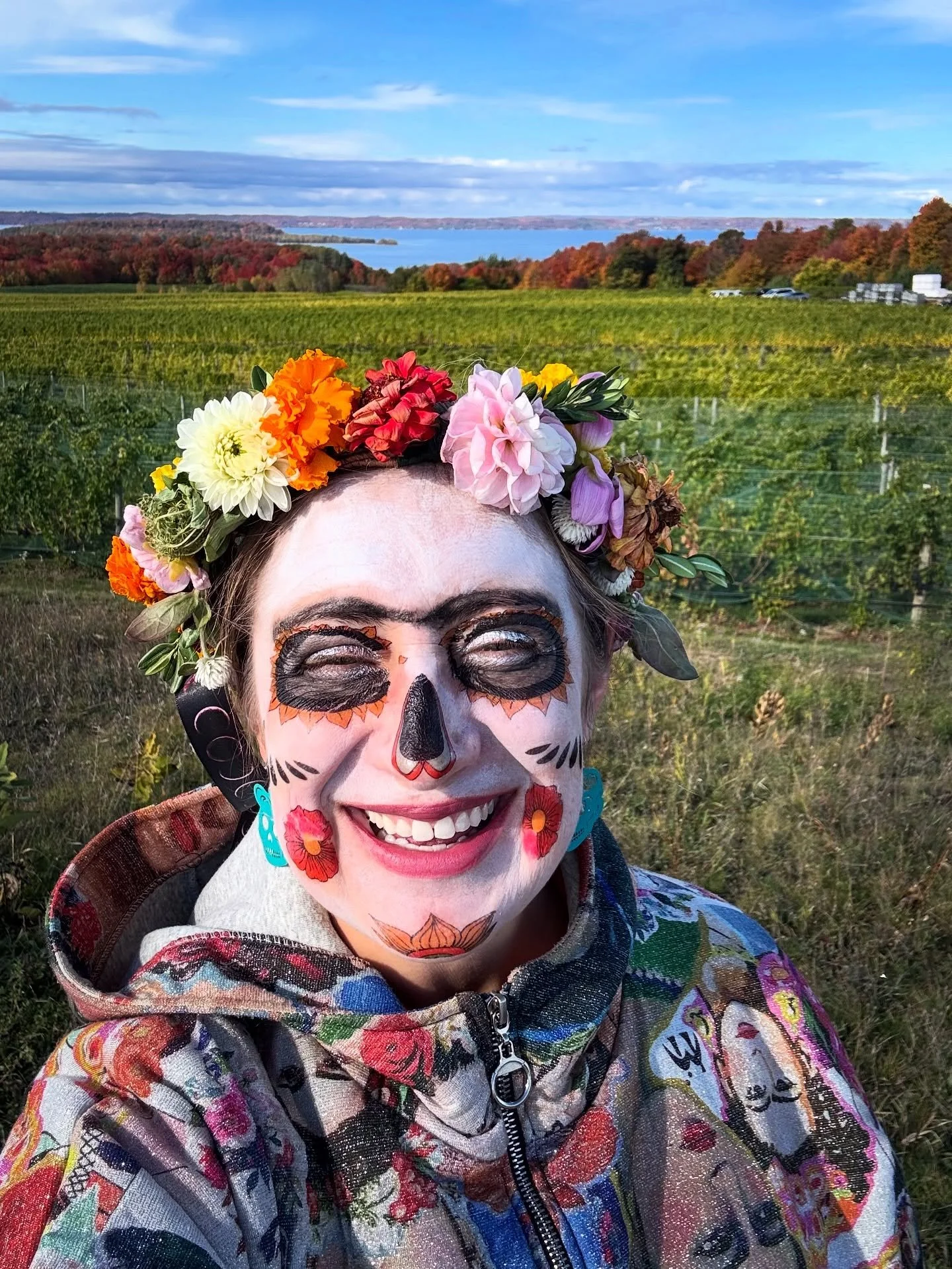 Happy Halloween from all of us at Moondance Flower Farm!

We love a good excuse to dress up around here, especially if we can make it flower forward - like Frida Kahlo! Soaking up all the festive fun &amp; fall vibes on gorgeous Old Mission Peninsula