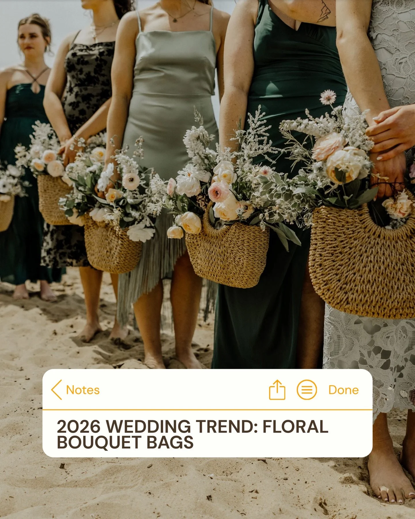 2026 brides are leaning into fashion.

One of our favorite floral shifts we&rsquo;re seeing? Bouquet bags.

Recently featured in Vogue, this wearable floral moment blends structure, texture, and whimsy in a way that feels elevated but still romantic.