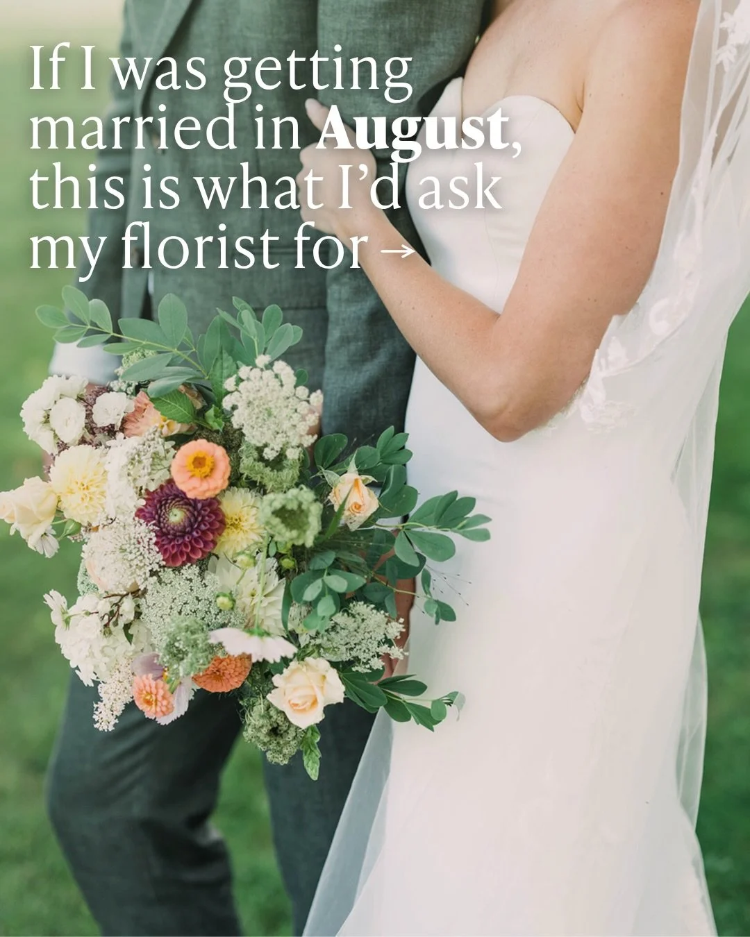 If you&rsquo;re planning an August wedding in Northern Michigan, this is when the farm hits its peak. August flowers are layered, textural, and completely in their element, with dahlias taking center stage in almost every arrangement.

Think dahlias,
