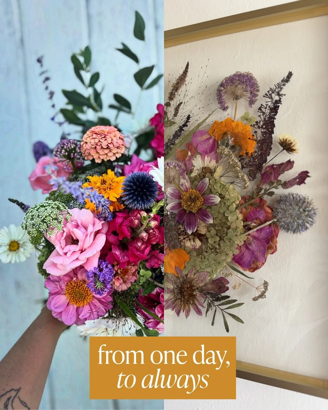From one day, to always.

Your wedding flowers don&rsquo;t have to be something you only remember. Through preservation, they become something you get to keep, a piece of the day, held onto long after it&rsquo;s over.

If you&rsquo;re interested in p