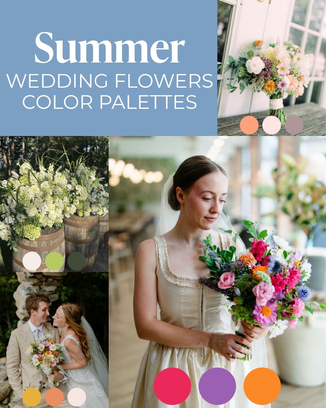 🌻 Summer wedding flowers bring some of the richest color, texture, and movement of the entire season.

These are a few of our favorite summer palettes from real Moondance weddings, inspired by what&rsquo;s naturally blooming throughout the season.

