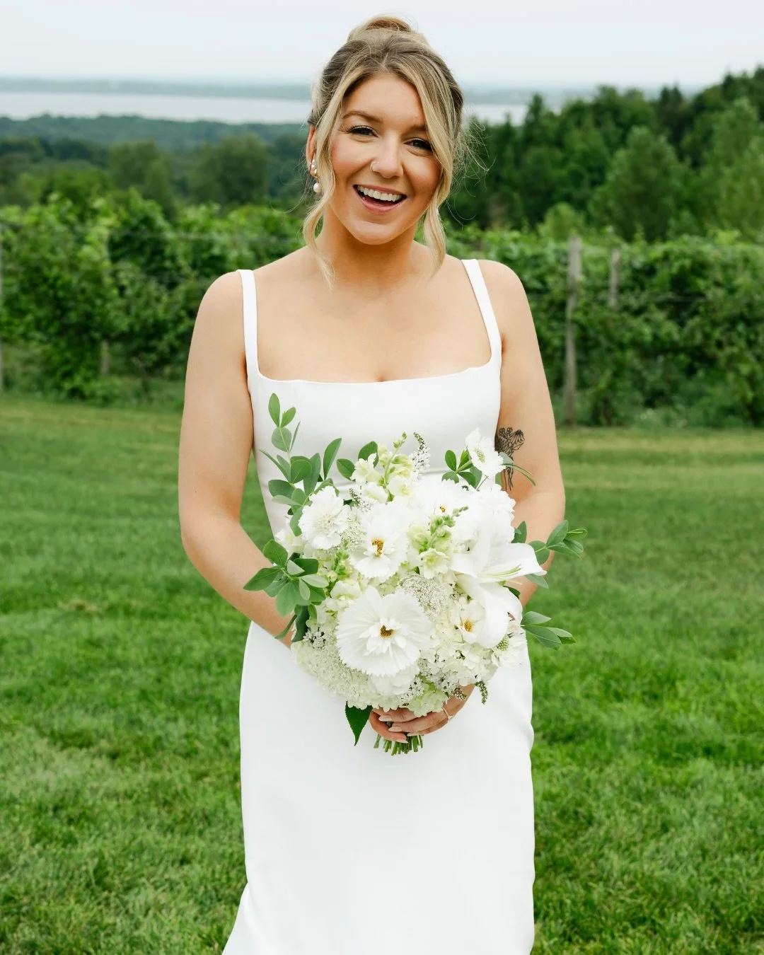 When Alyssa &amp; Brendan first shared their vision for white &amp; green wedding flowers, they were quick to call their palette boring.

We knew their flowers would be anything but!

With a classic white &amp; green palette, texture is everything. W