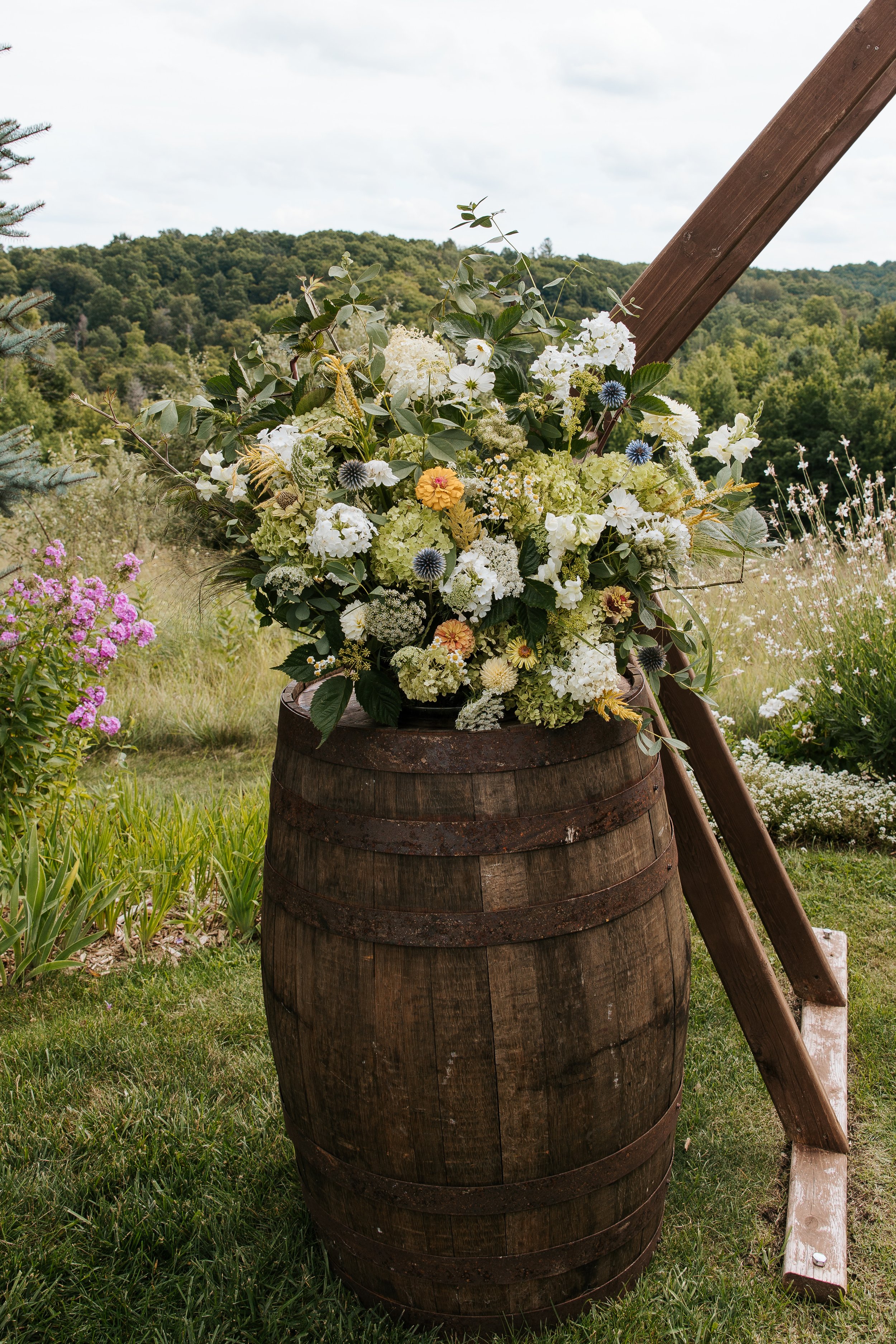 timberlee hills wedding wine barrel topper