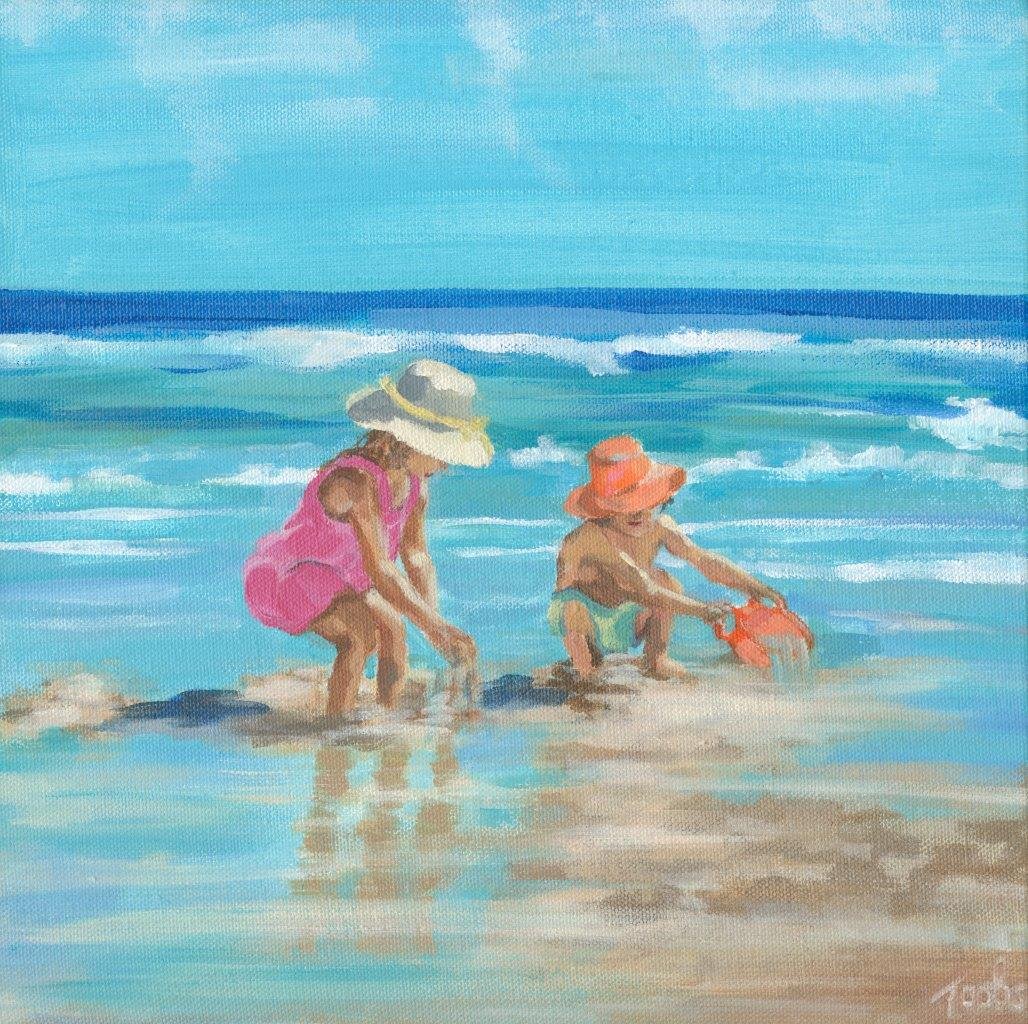 'Long Summers' £175 AVAILABLE. Acrylics on 30 x 30cm box canvas.
