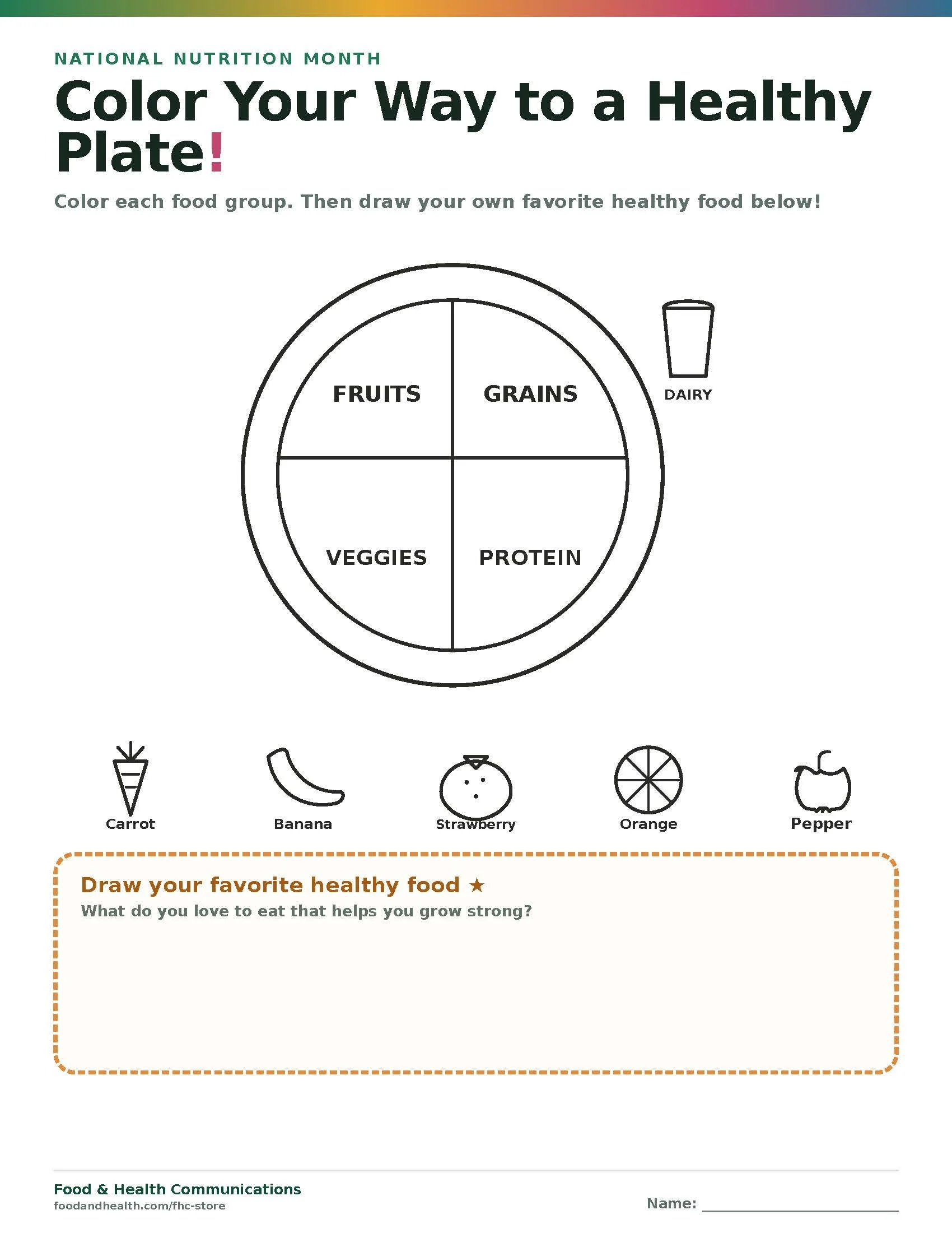 Nutrition Month Coloring Sheet free PDF