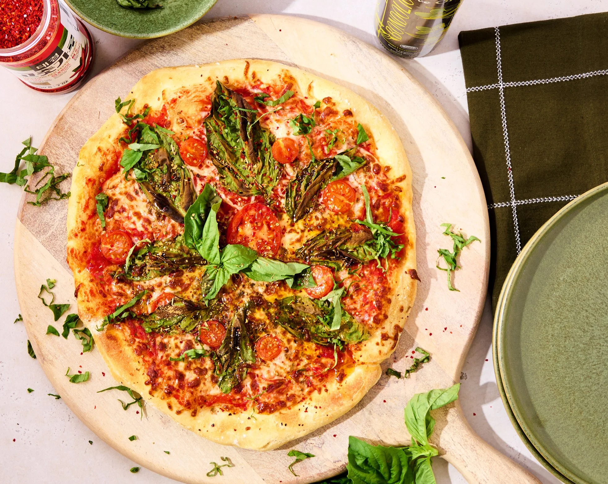  This delicious tomato basil pizza was made in the Ninja Artisan Pizza Oven.  