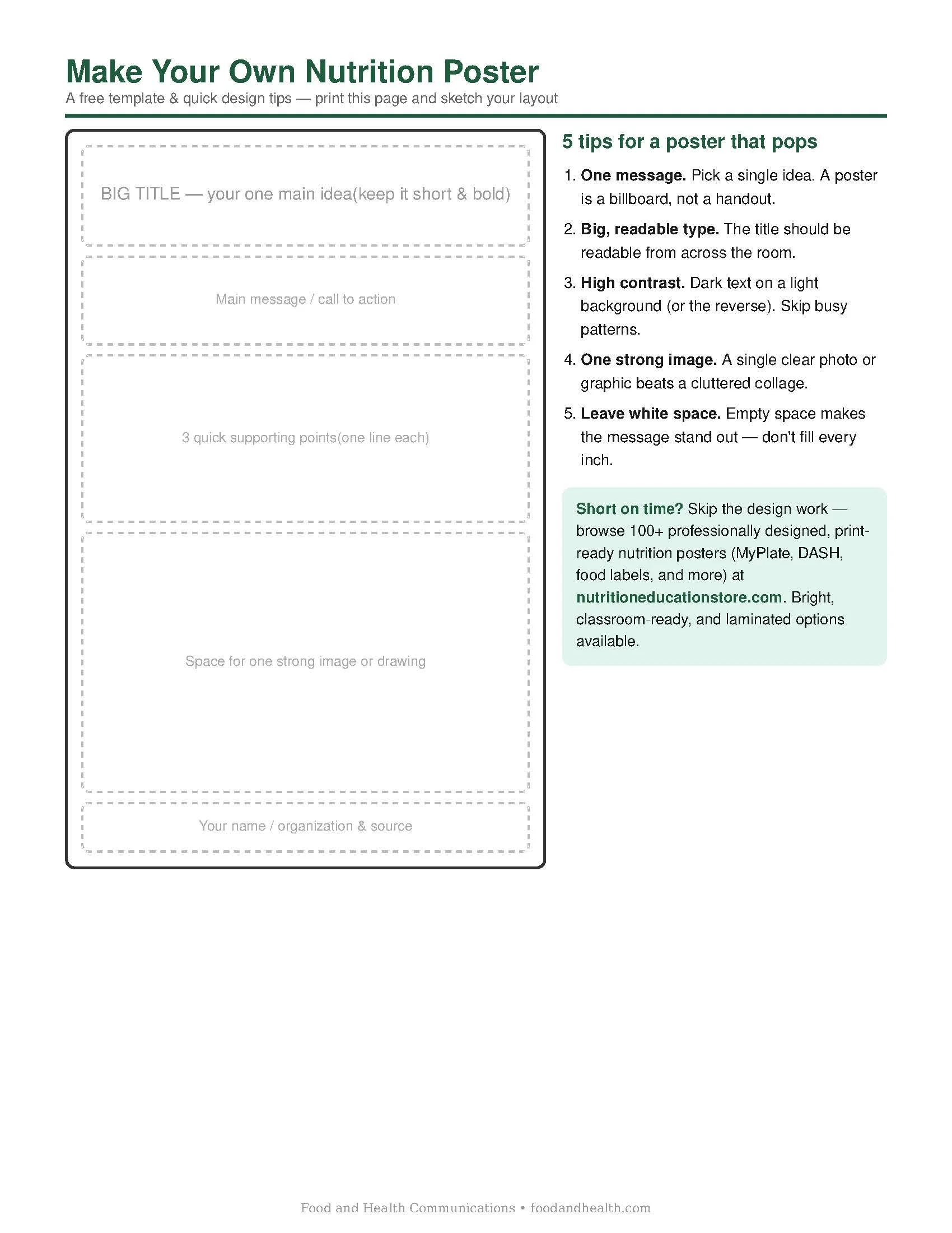 Make Your Own Nutrition Poster Template