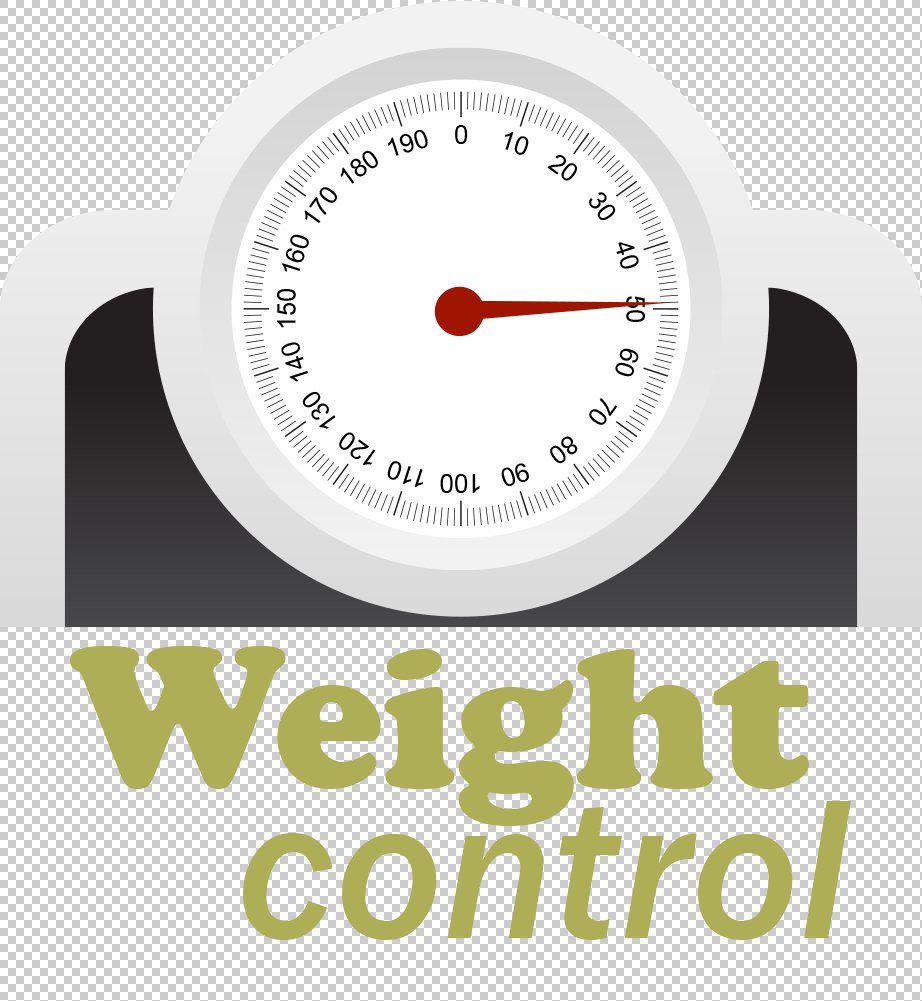 A weighing scale with the words 'Weight control' written below.