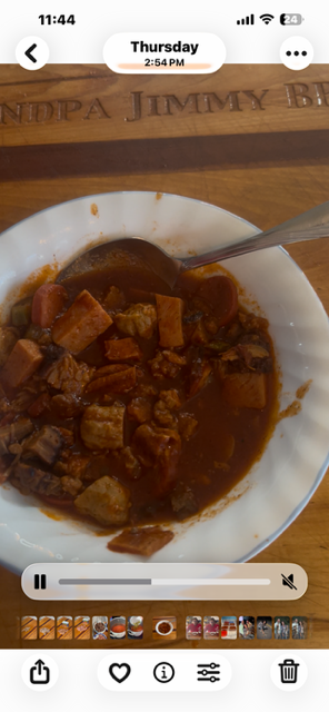 75 - Leftover meat chili. 3 min.