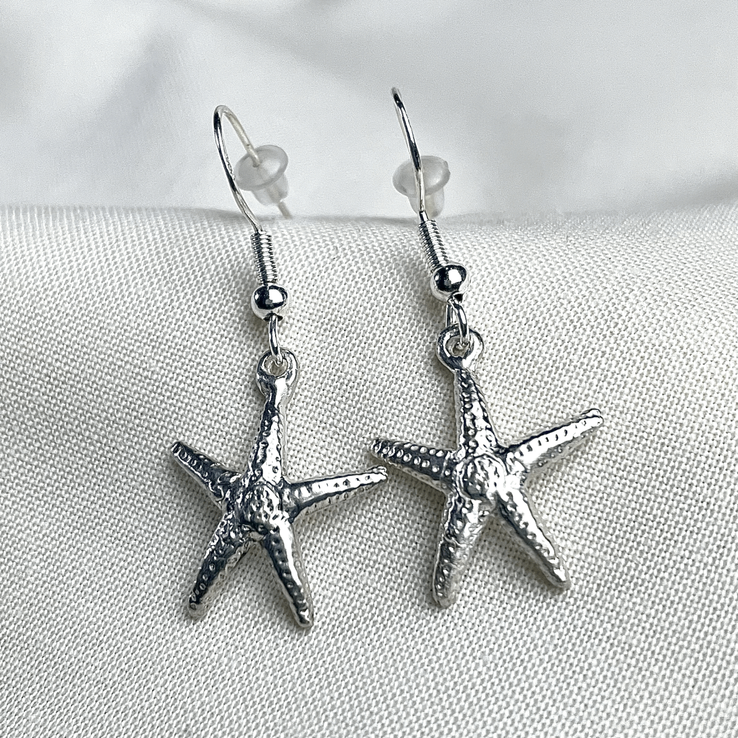 Mermaid Bead Starfish Drop Earrings in Silver | Periwinkle by Barlow