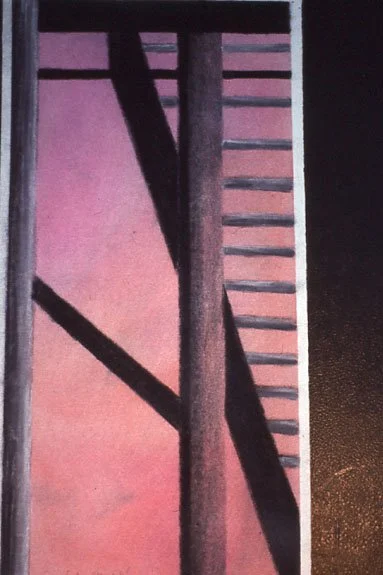 Fire escape, Baltimore, MD, pastel on paper, ca. 1989