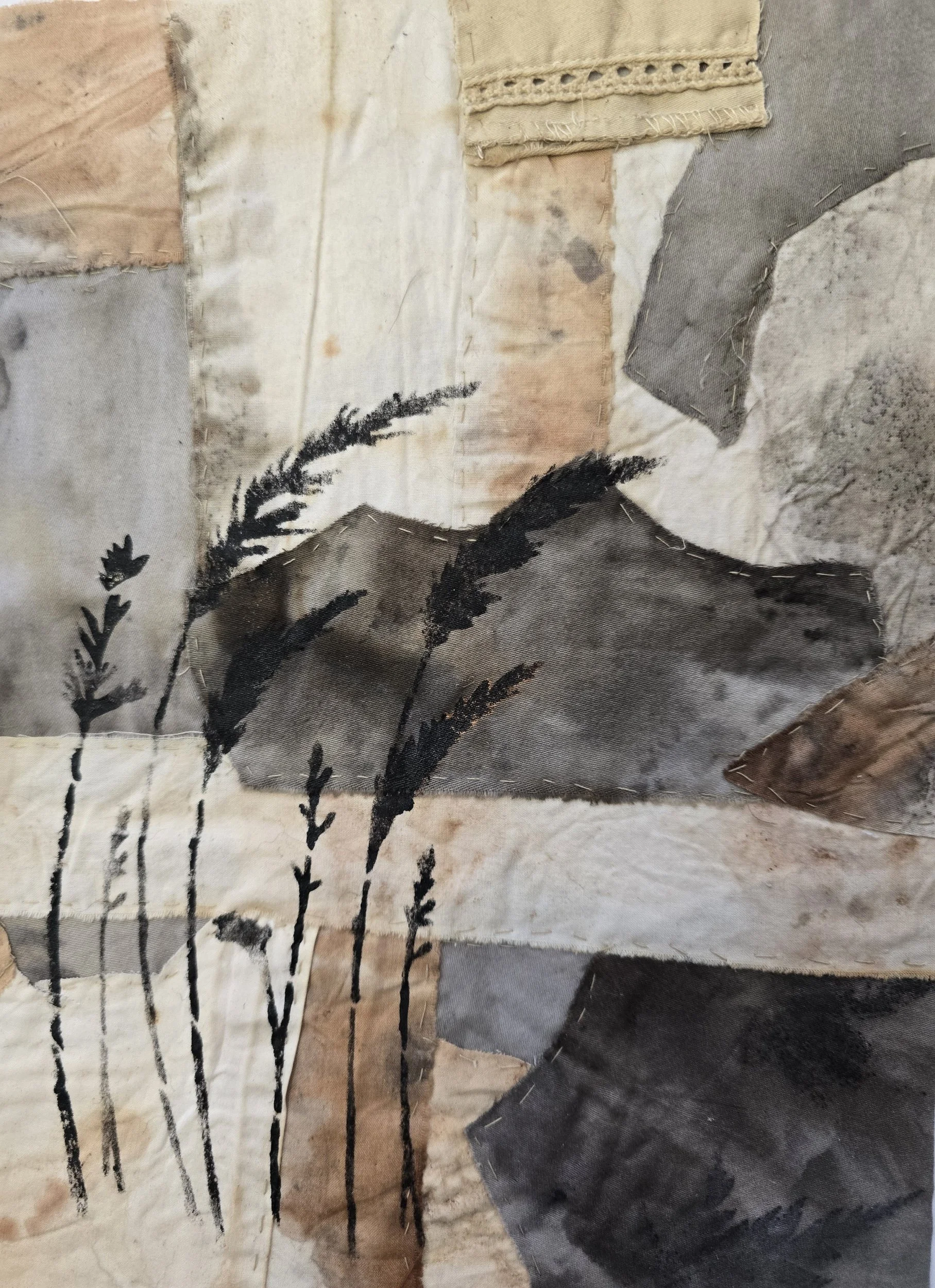 Random Collage with Small Stencil Zero Waste Stitching