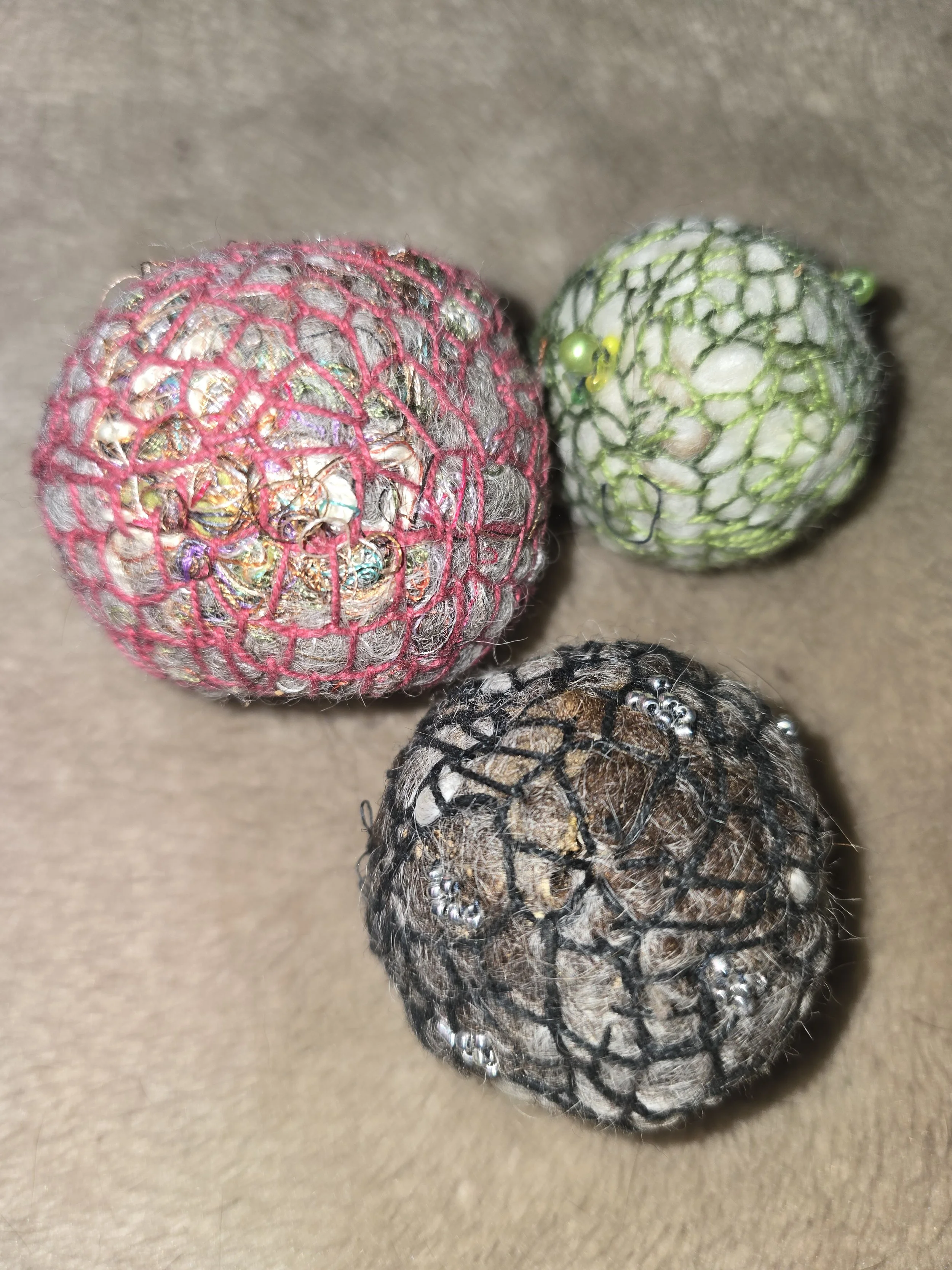 Embellished felted balls
