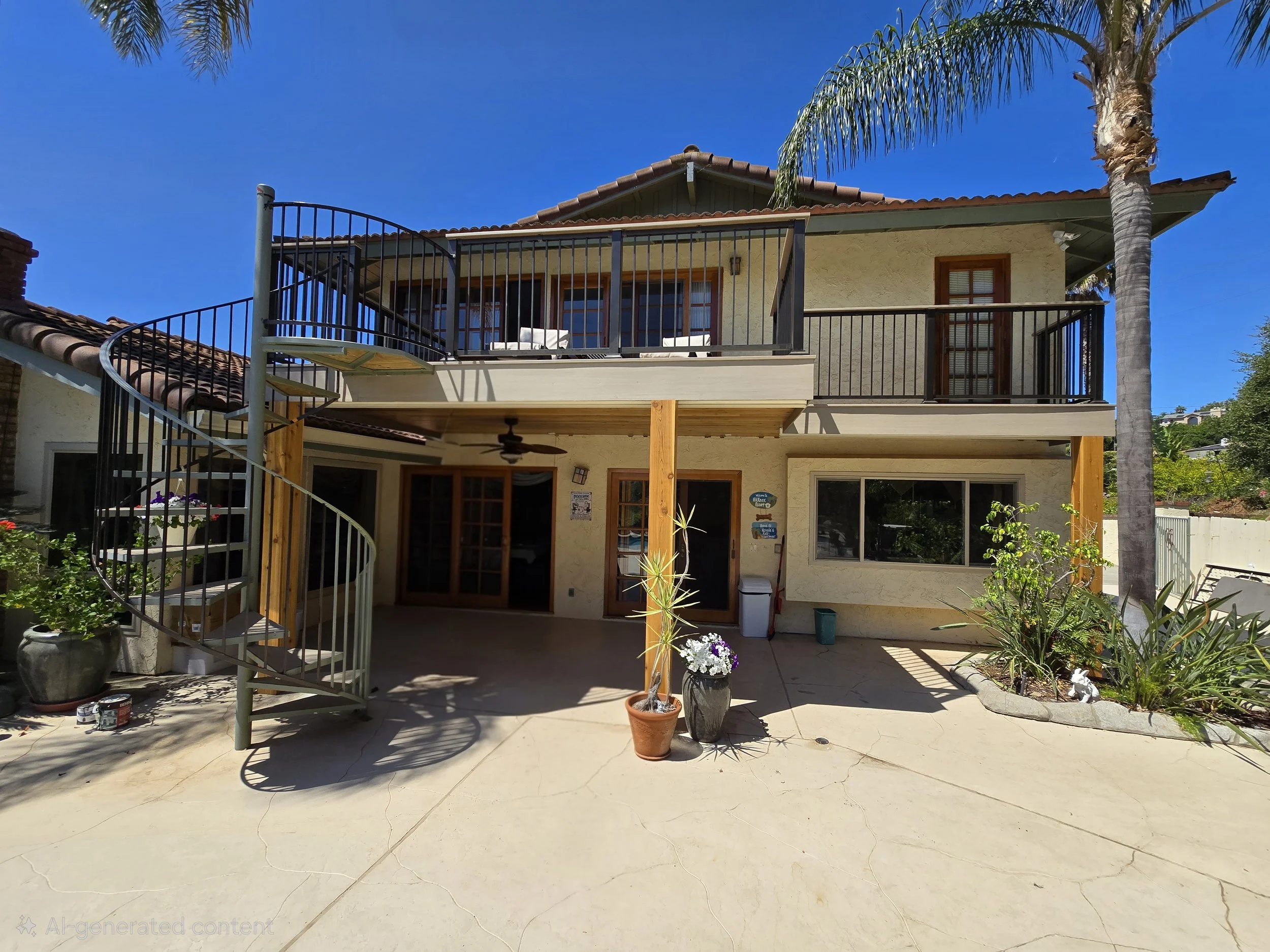 Engineered under deck drainage system installed beneath elevated deck creating a dry usable patio space with integrated soffit ceiling and lighting.