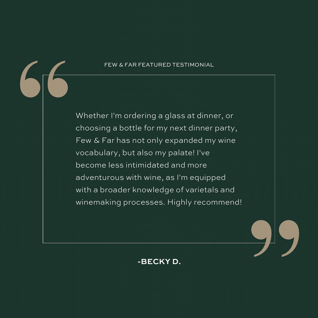 Nothing makes us happier than seeing kind words from our customers and wine club members 😊️ Here&rsquo;s what Becky, one of our club members since day one (!), has to say about her experience in the club!

#testimonial #testimonialtuesday #memberlov