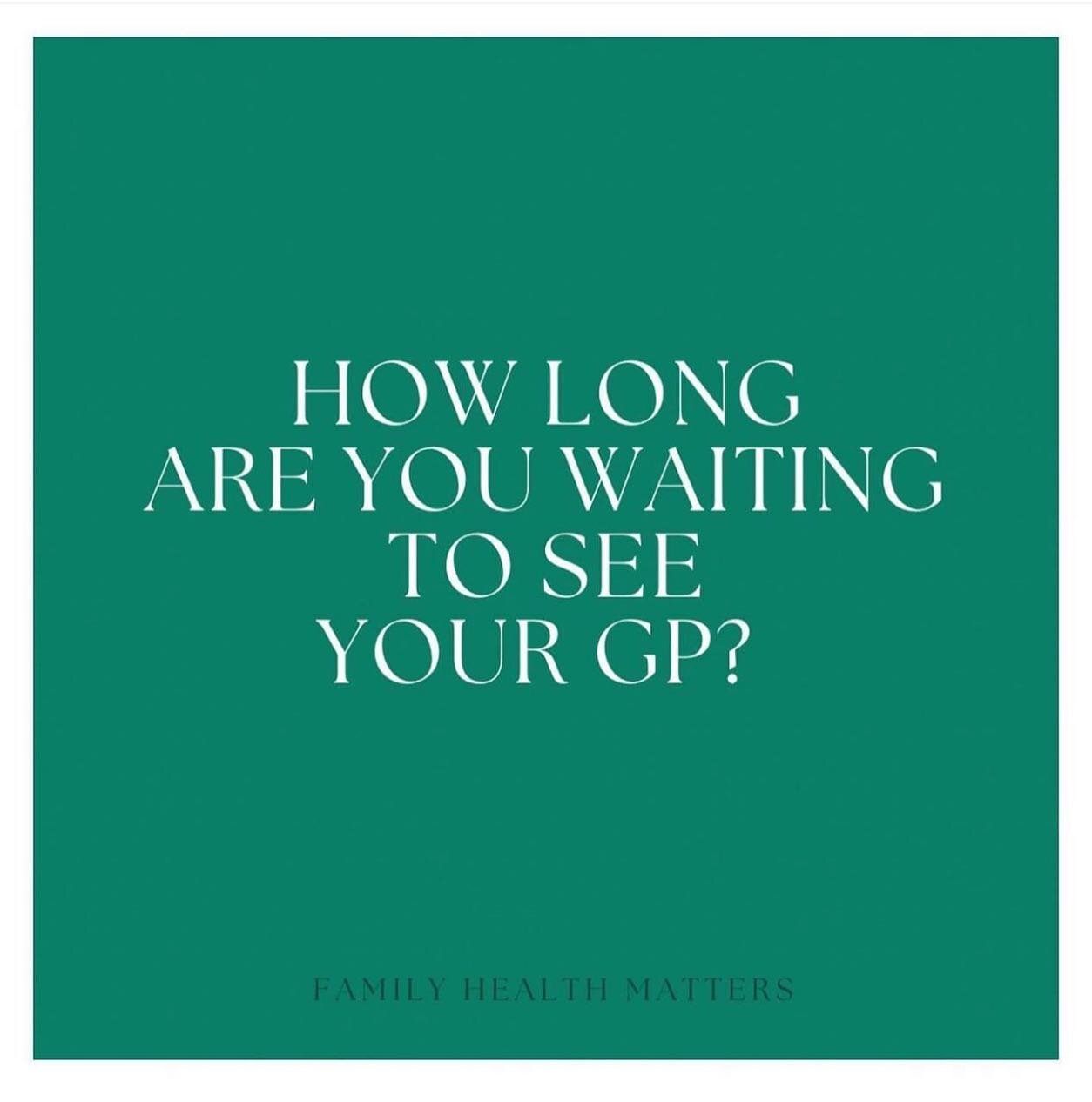 Like the rest of the health sector, GPs are overwhelmed and under pressure, resulting in longer wait times to be seen. We are pleased to offer same day appointments (if you call first thing in the morning) and wait times of no more than 15 minutes! T