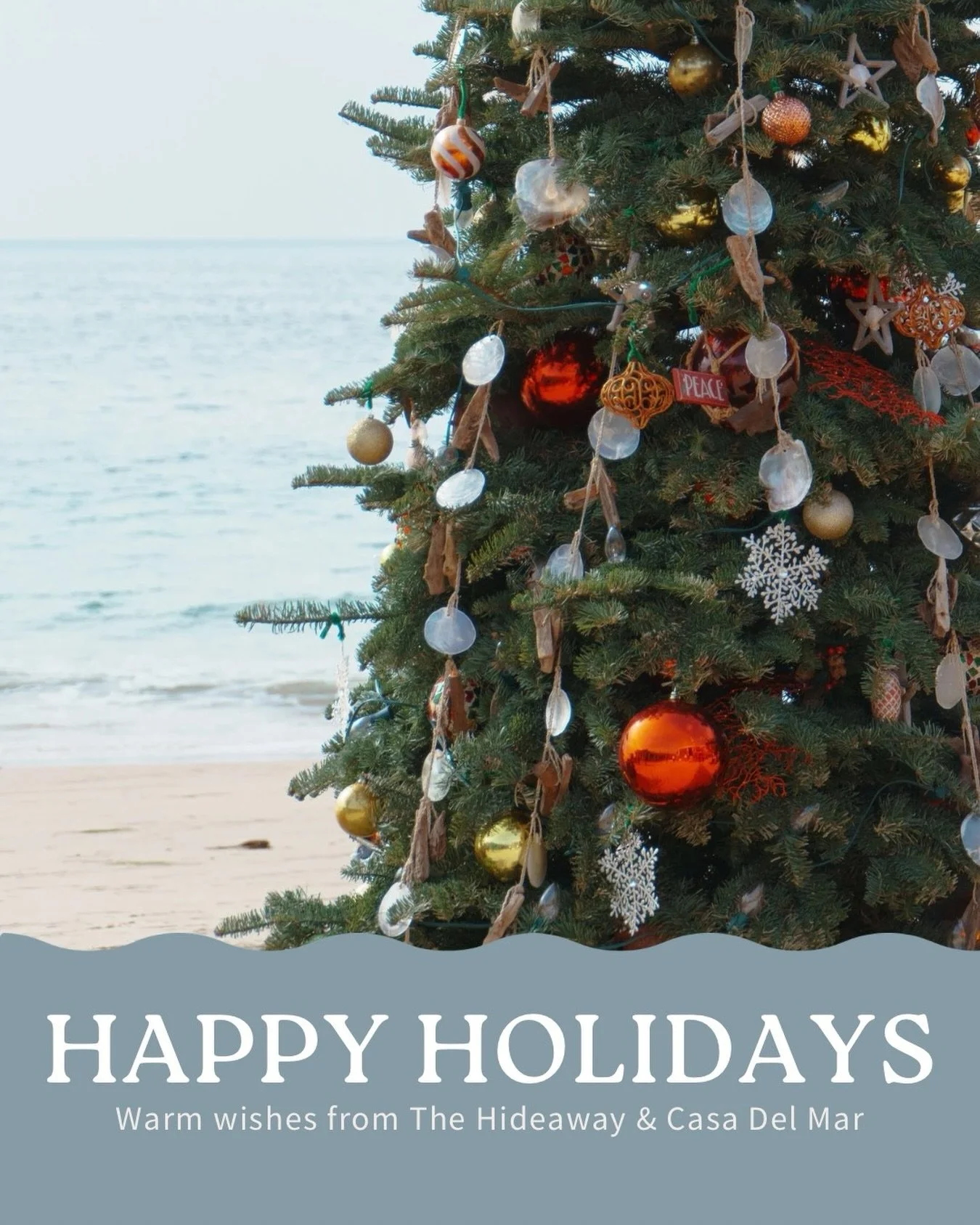 Wishing our guests a cozy, carefree holiday season. See you next year. Love, The Hideaway &times; Casa Del Mar