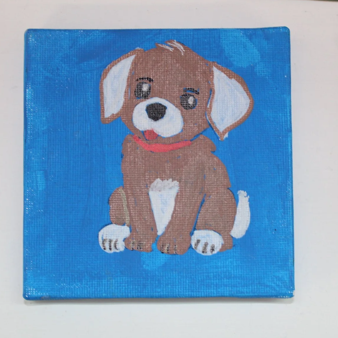 Charming Dog Mini Canvas with Blue Background